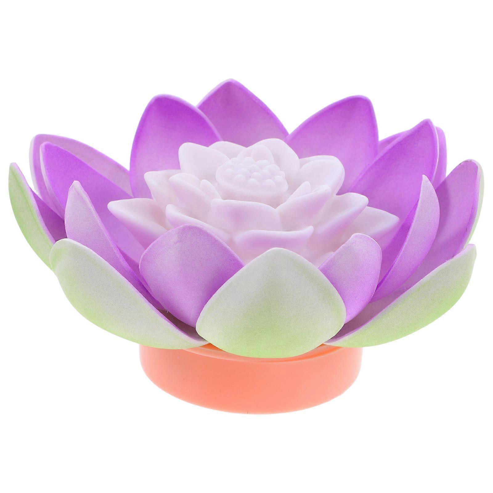 LED Floating Lotus Lantern Wishing Water Lily Artificial Candle Flower Lanterns Pool Decor for Festival Party (Purple)