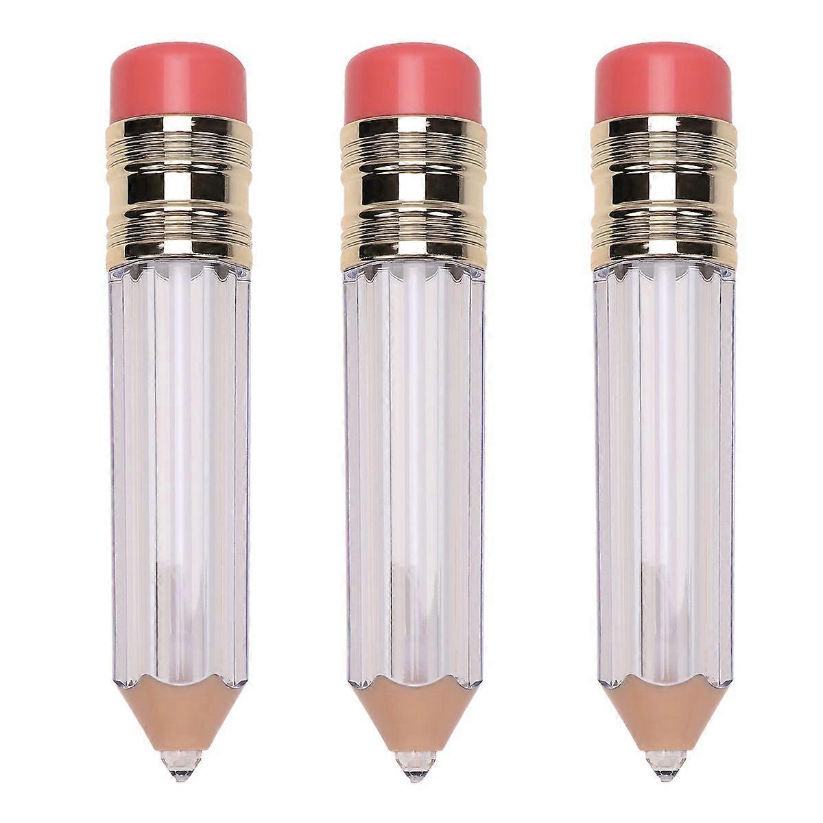 3Pcs Pencil Shape Lip Tube Lip Gloss Tube Lip Gloss Subpackaging Tube DIY Lip Color Container Empty Bottle (Transparent)
