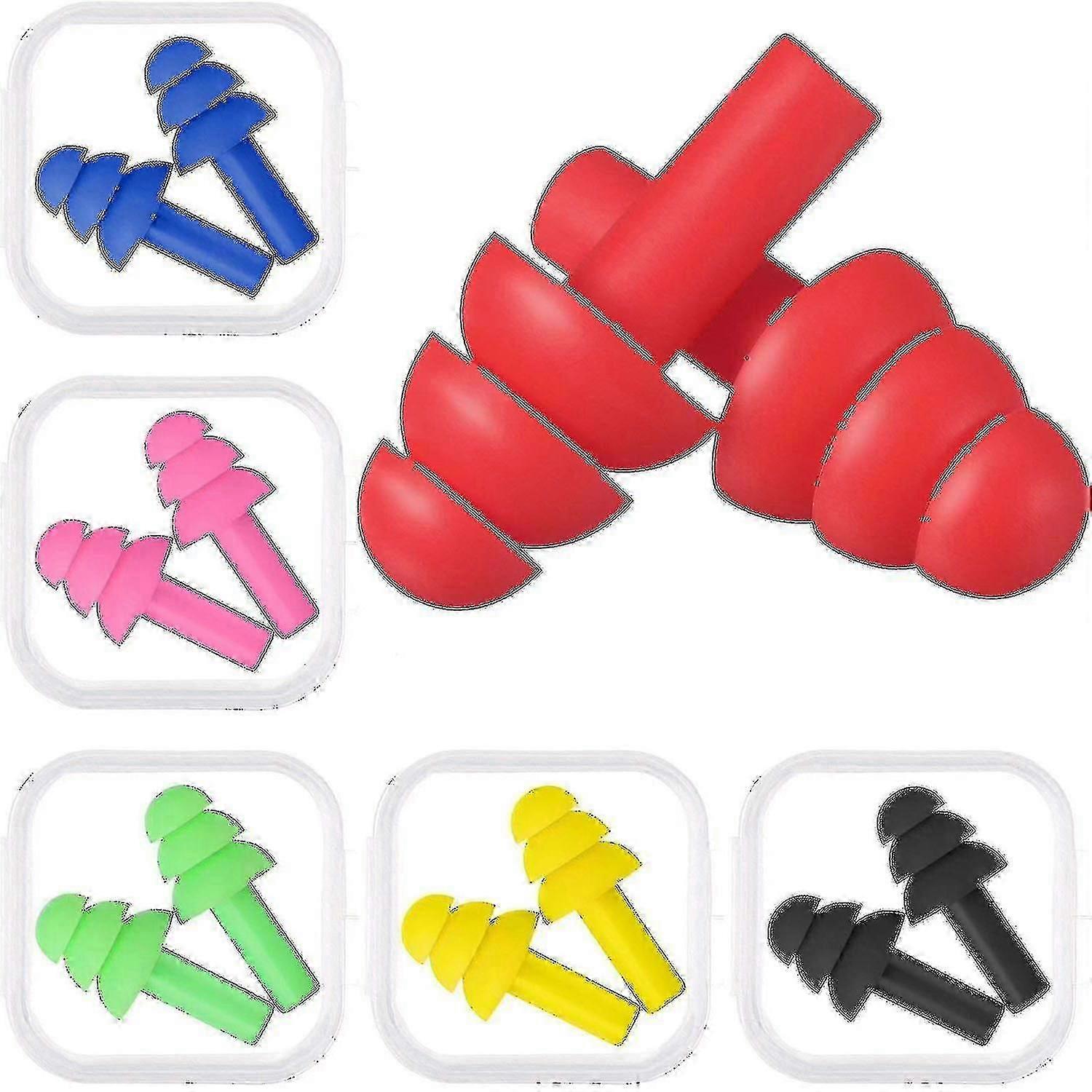 Noise Cancelling Reusable Earplugs 6 Assorted Colours
