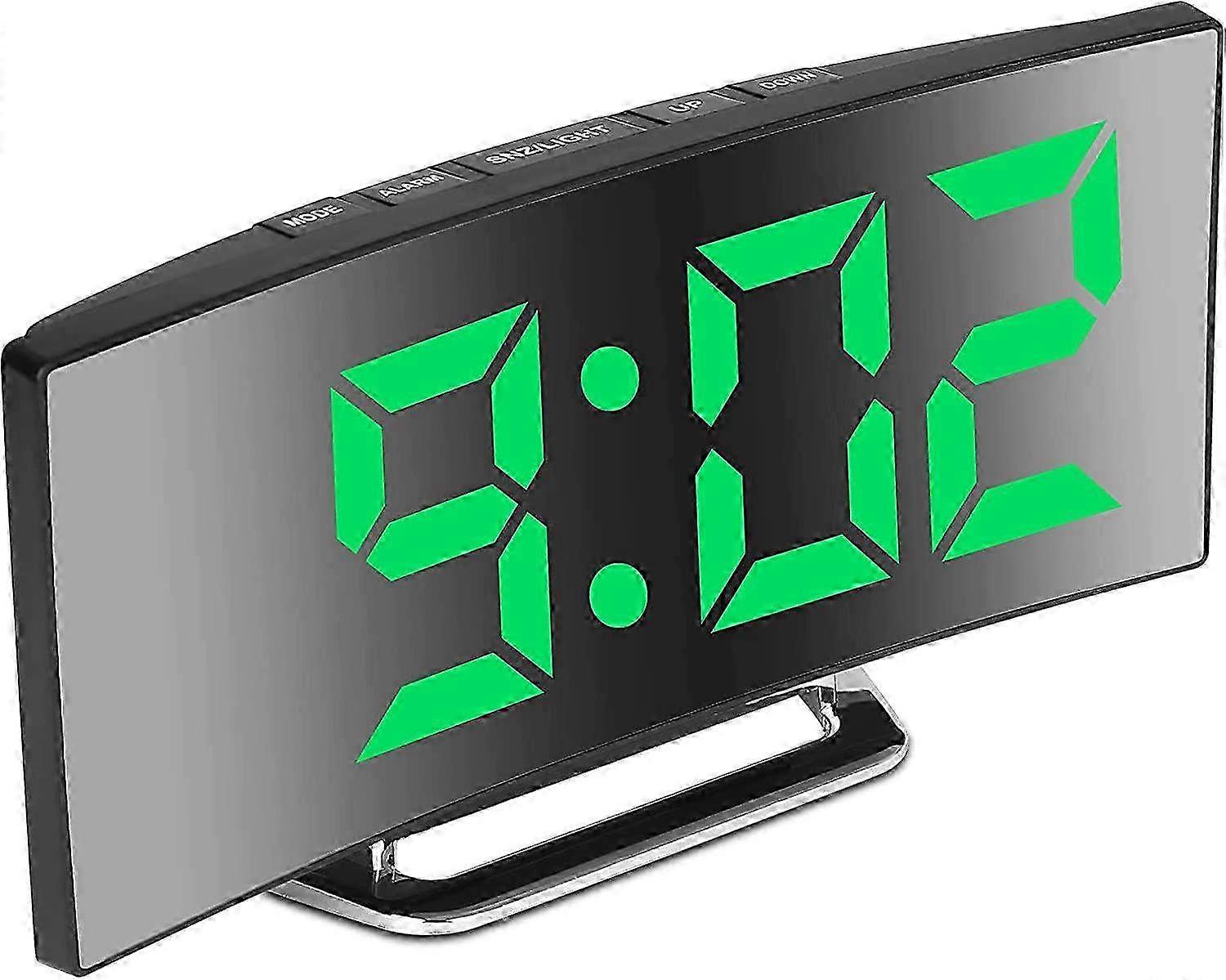 Digital Silent Non-Ticking Alarm Clock with 7'' LED Mirror Display for Bedrooms - Adjustable Brightness, 12/24H Format, Temperature, Date, Snooze & Ni
