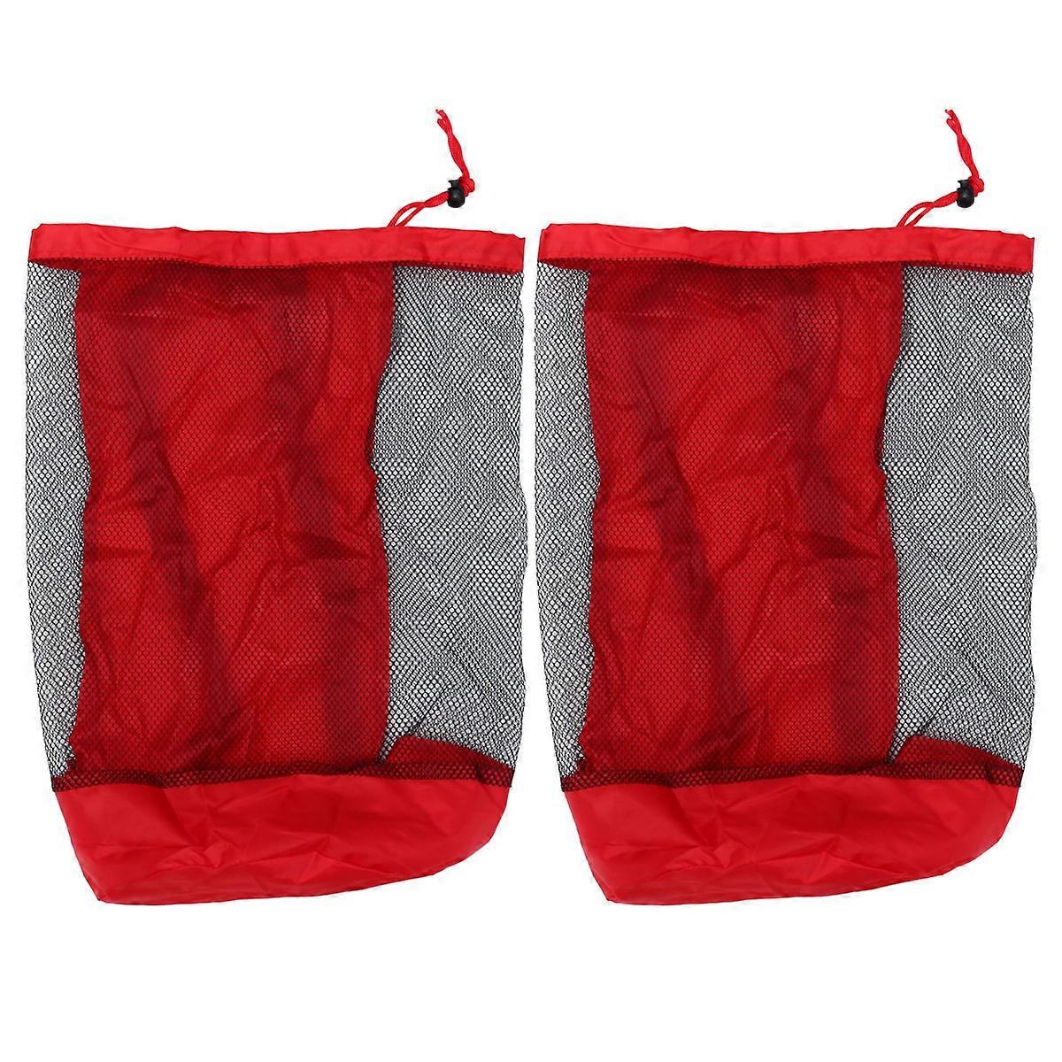 Mesh Bag Toy Large Capacity Storage Bag for Toys 2Pcs Red Beach Use
