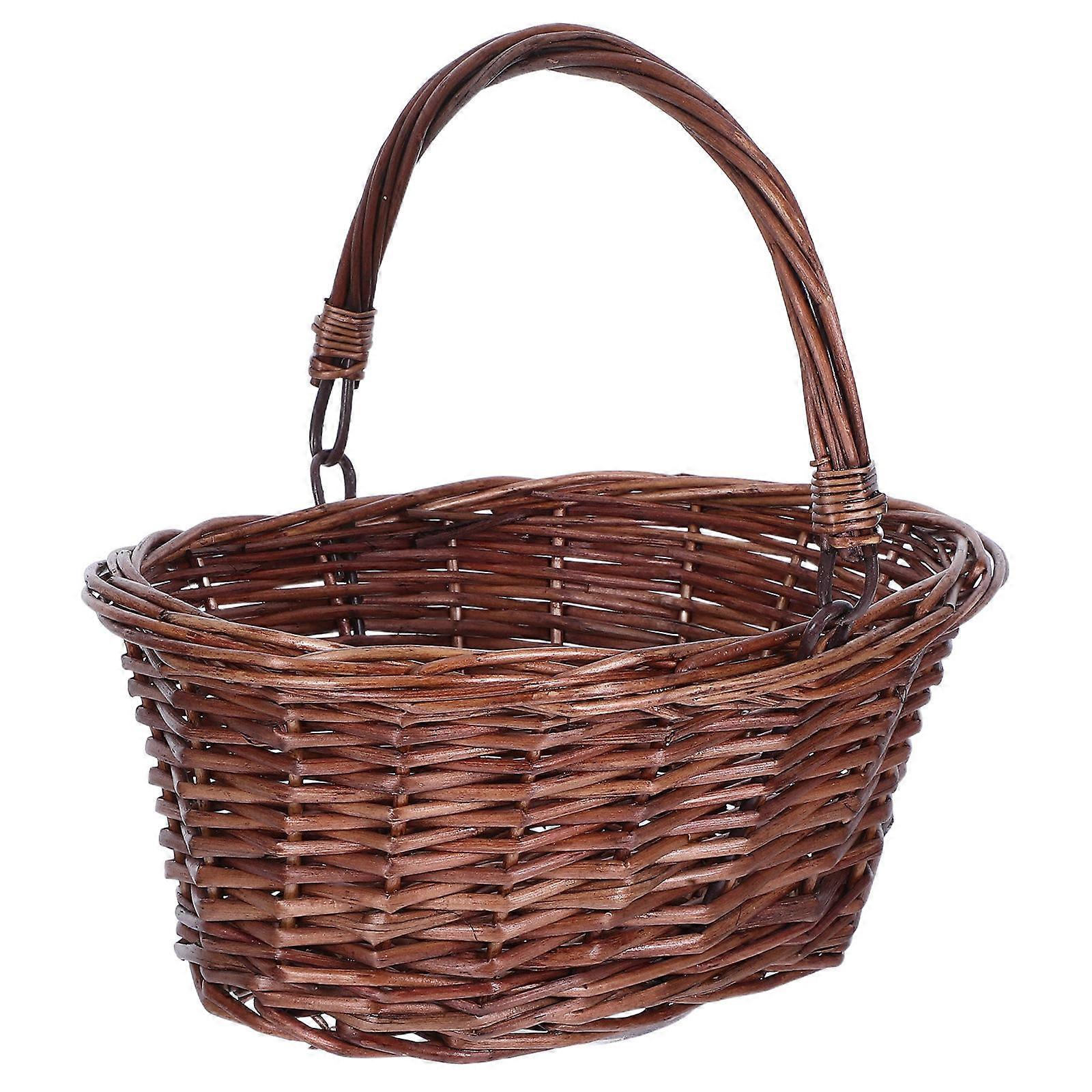 Willow Picnic Basket with Handle – Portable Wicker Storage for Fruits, Vegetables, and Picnic Supplies for Outdoor Adventures, Shopping, and Garden
