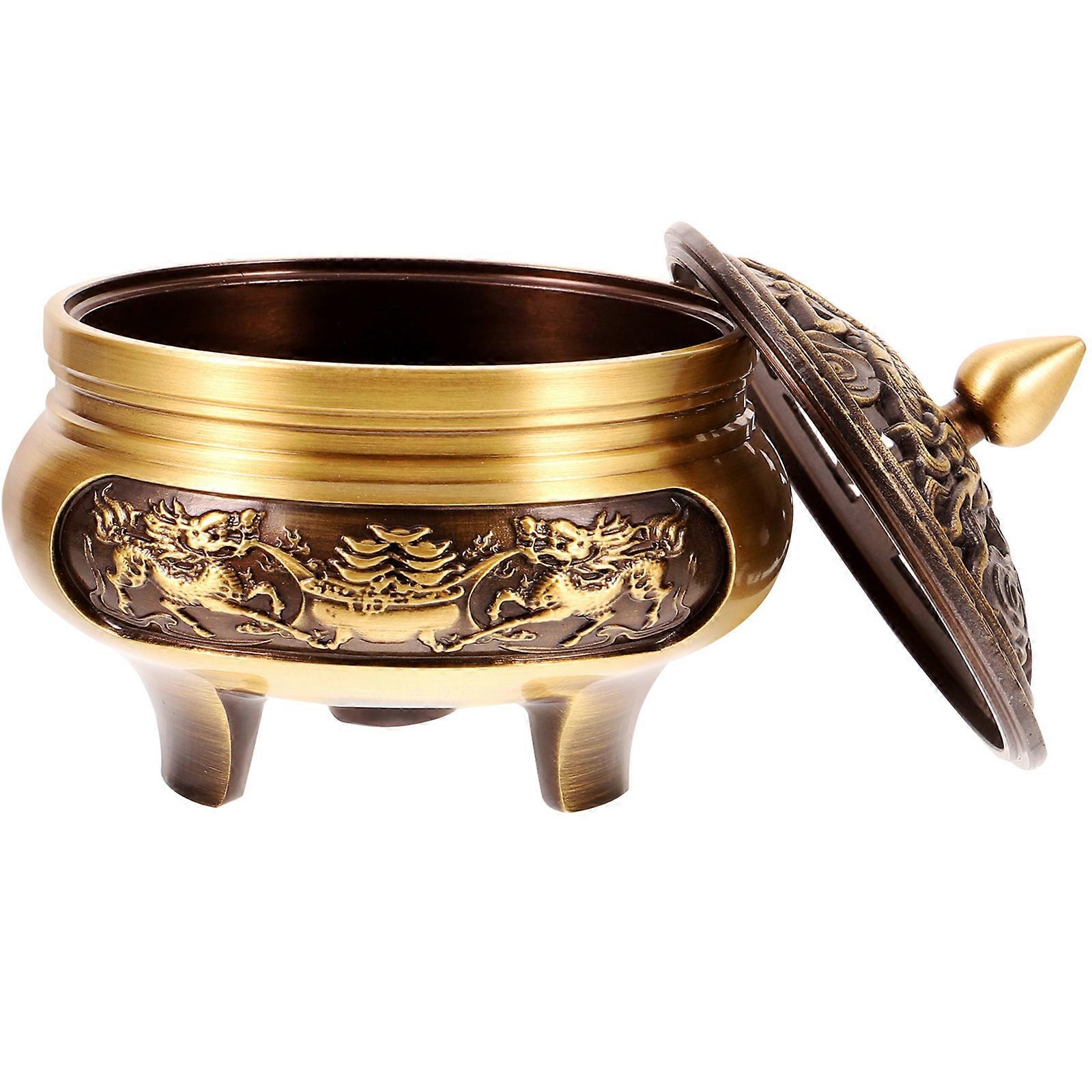 Brass Incense Burner Bowl for Daily Use Golden Color Crafts Ornament Lightweight Compact Size