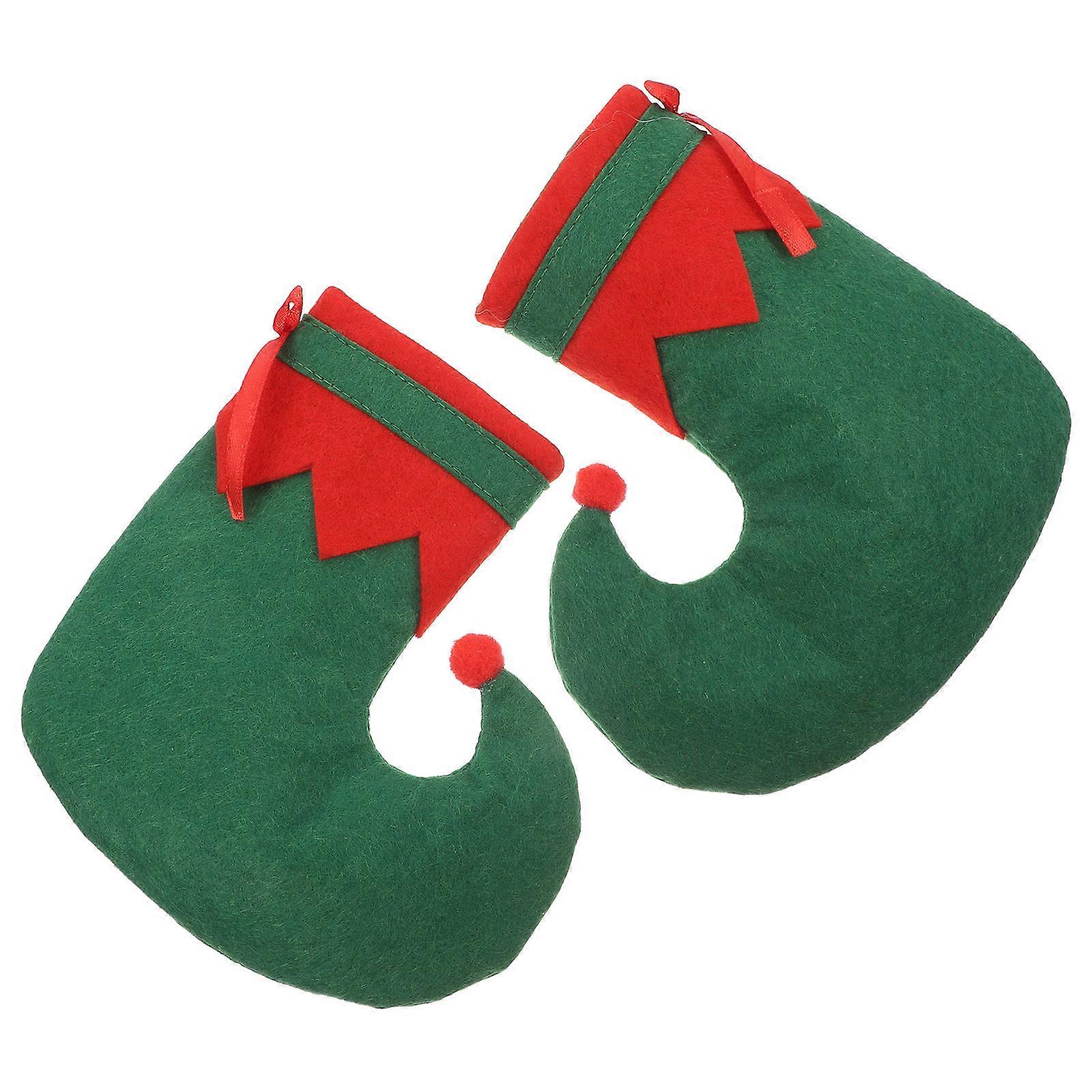 Christmas Utensil Holder Silverware Sleeves with Creative Elf Sock Design for Dinner Table Decoration Assorted Color Fabric