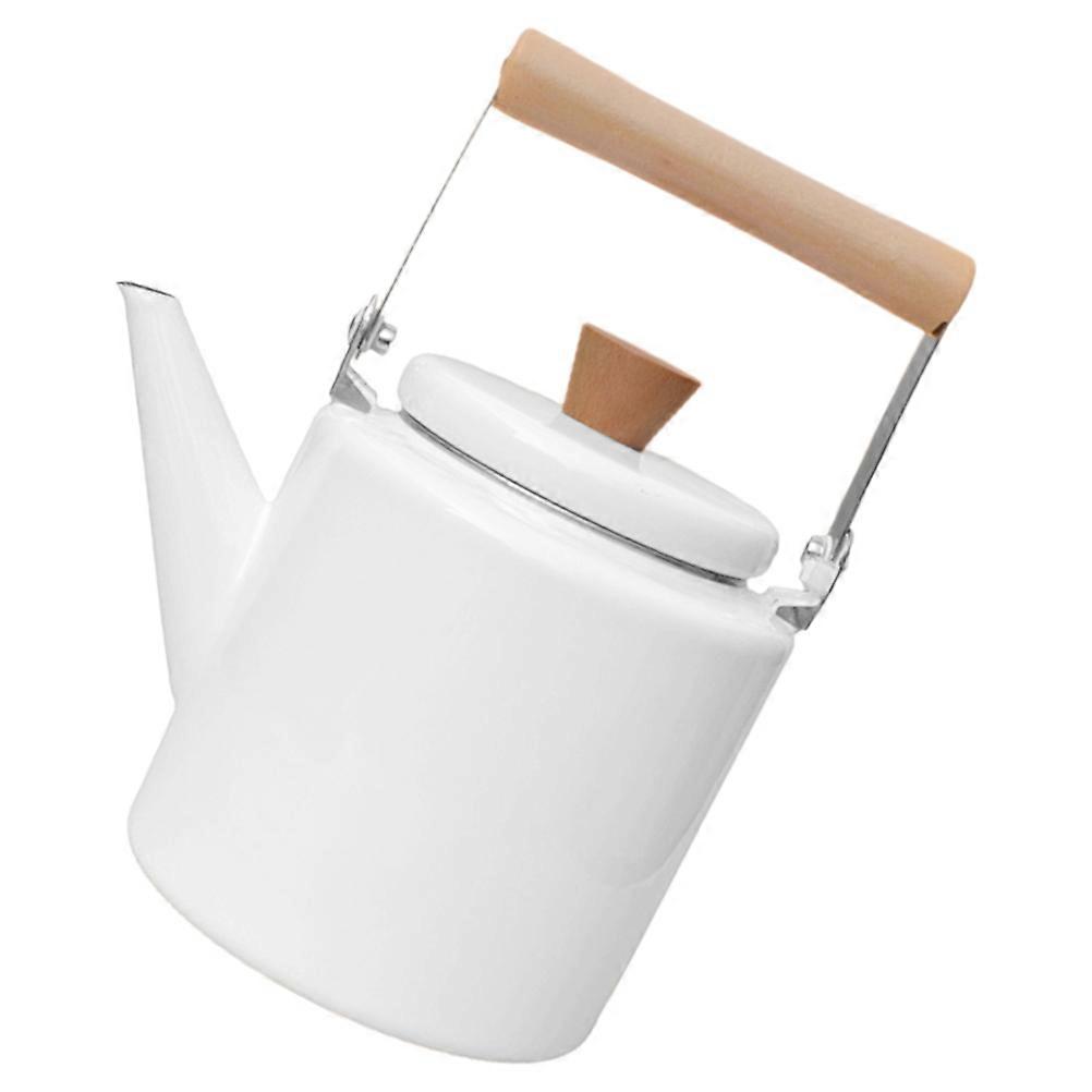 Retro Enamel Tea Kettle with Handle for Stovetop Use – Artistic Design for Tea, Coffee, Oatmeal, and Instant Soup Preparation