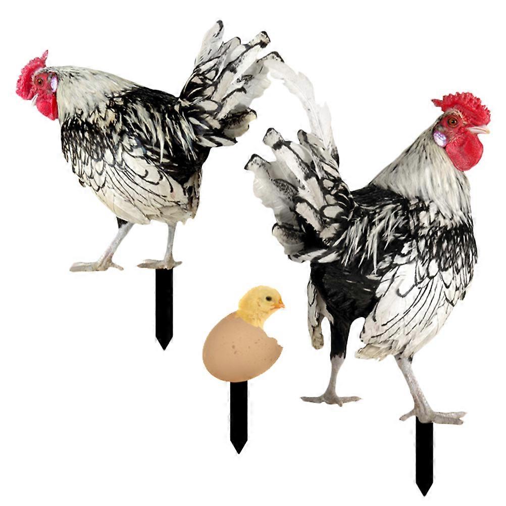 حديقة تماثيل الديك النحت نمط ريفي أماكن خارجية أكريليك 16.87X29.7 سم 3 قطع