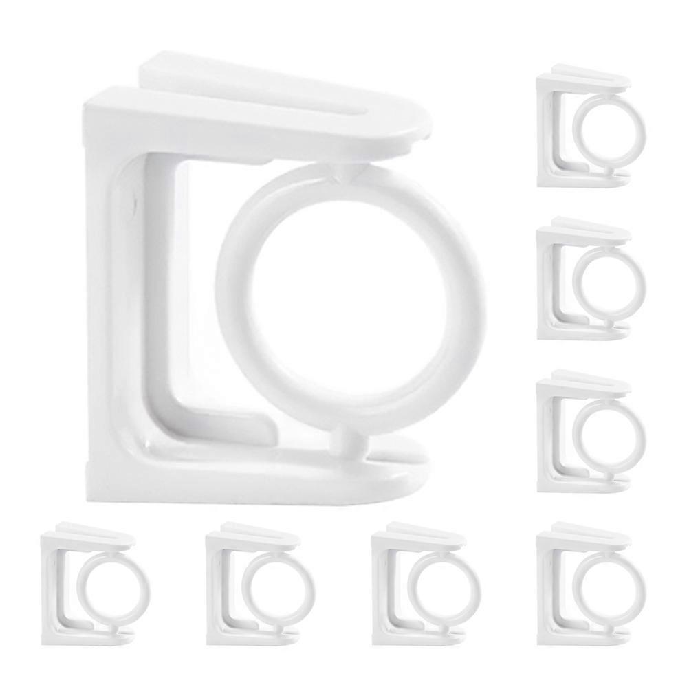 8pcs Rotatable Towel Rod Bracket with Strong Adhesive, No Drill Shower Rod Holder for Flat and Corner Bathroom Use, Space Saving Design, Self