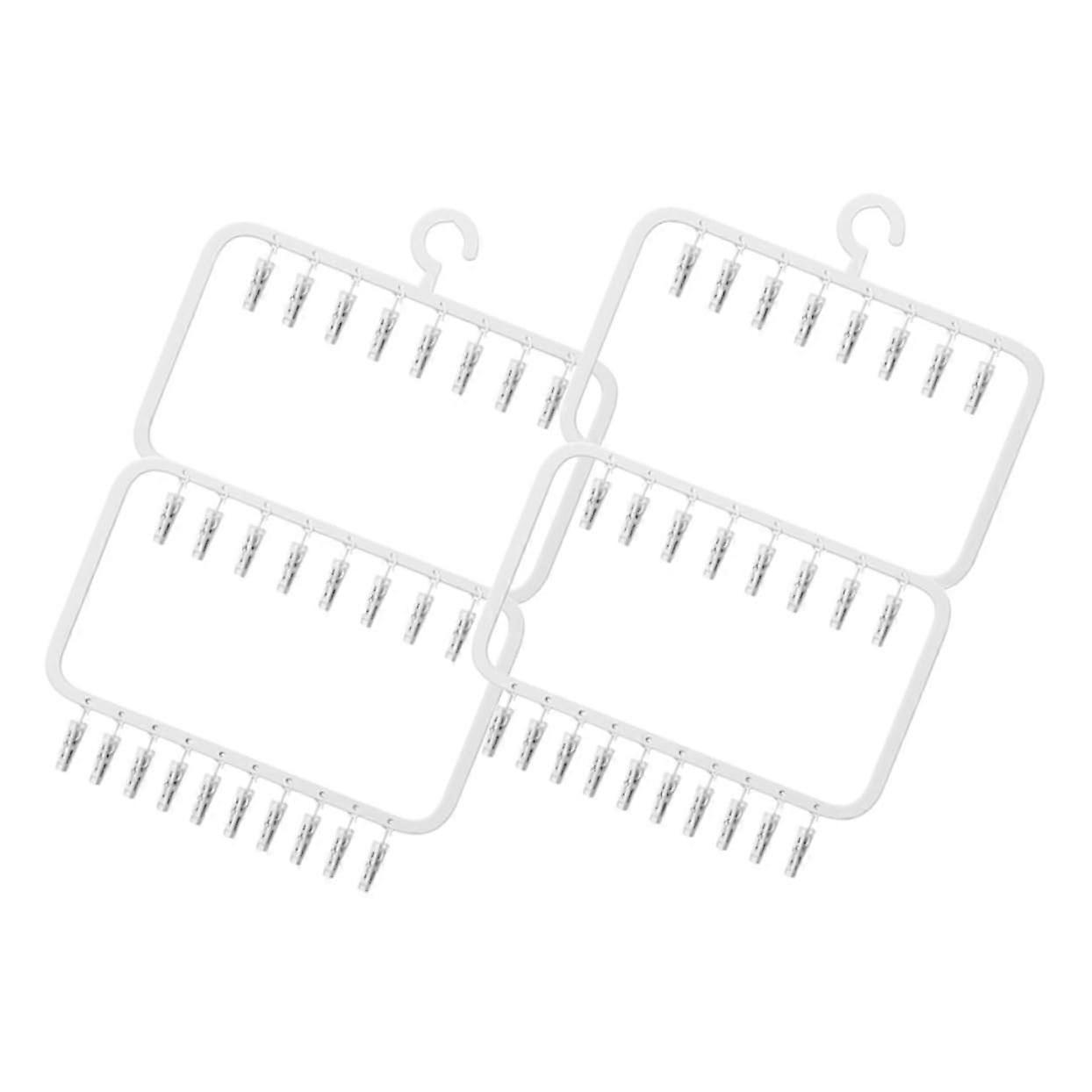 clothes drying hanger laundry rack with clips PP white