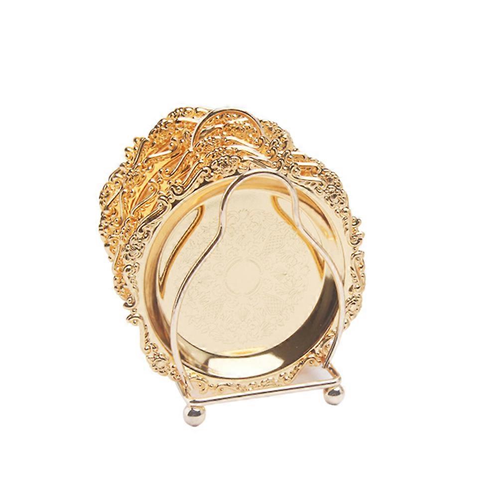 Golden Iron Cake Plates for Party Use and Healthy Material with Rack 6 Pieces