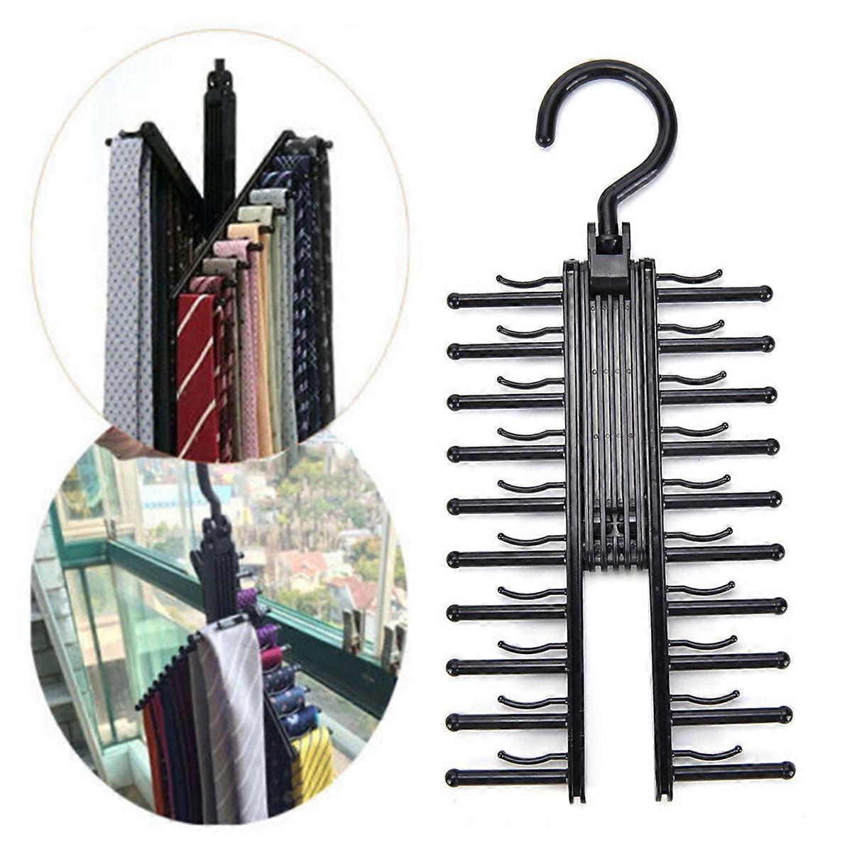 Black Multi Hook Hanger for Ties Scarf and Belt Made of ABS Plastic 360 Degree Rotating 3pcs