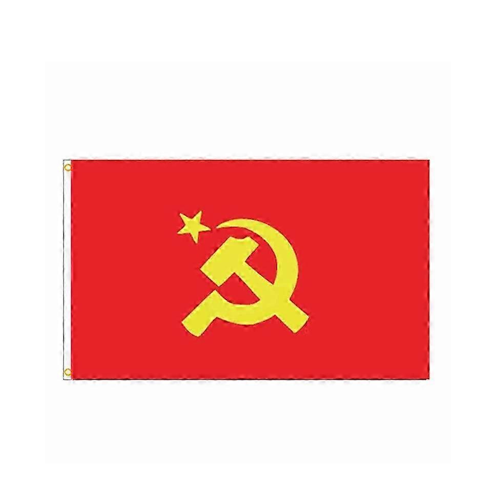 FLAG USSR Central Logo Flag 3' x 5' For A Pole Red Communist Flag Banner 90x150cm Polyester