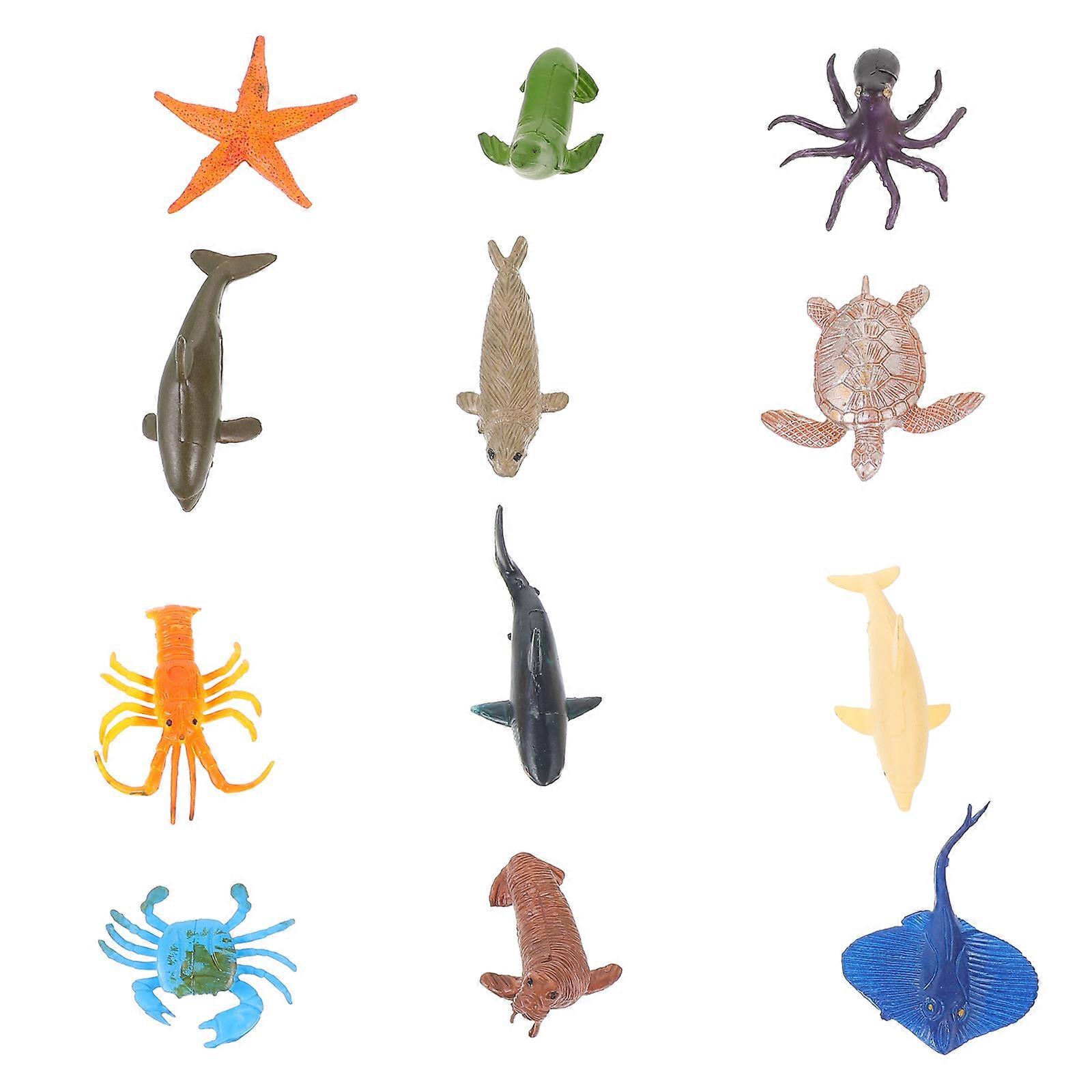Color Cognizance Promotion Ocean Animals Model Toys 12Pcs Assorted Color Figurines For Kids Playtime