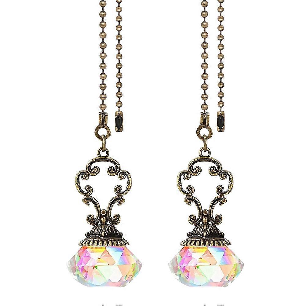 Crystal Ball Light Pendant Transparent for Ceiling Fan Pull Chain 2Pcs