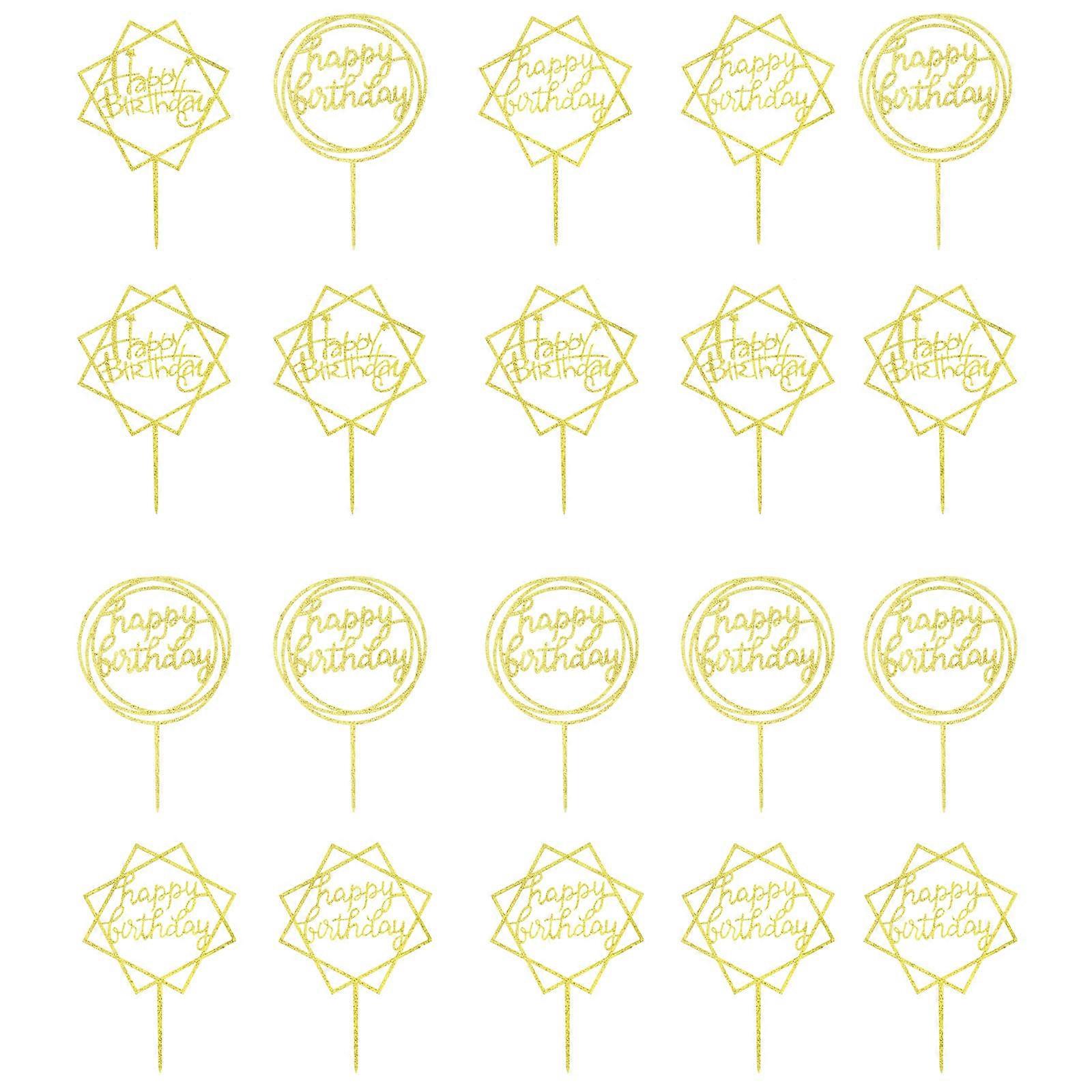 20 Pcs Birthday Cake Toppers With Rectangle Shape Ideal For Party Hosts And Bakers Perfect For Decorating Cakes And Cupcakes