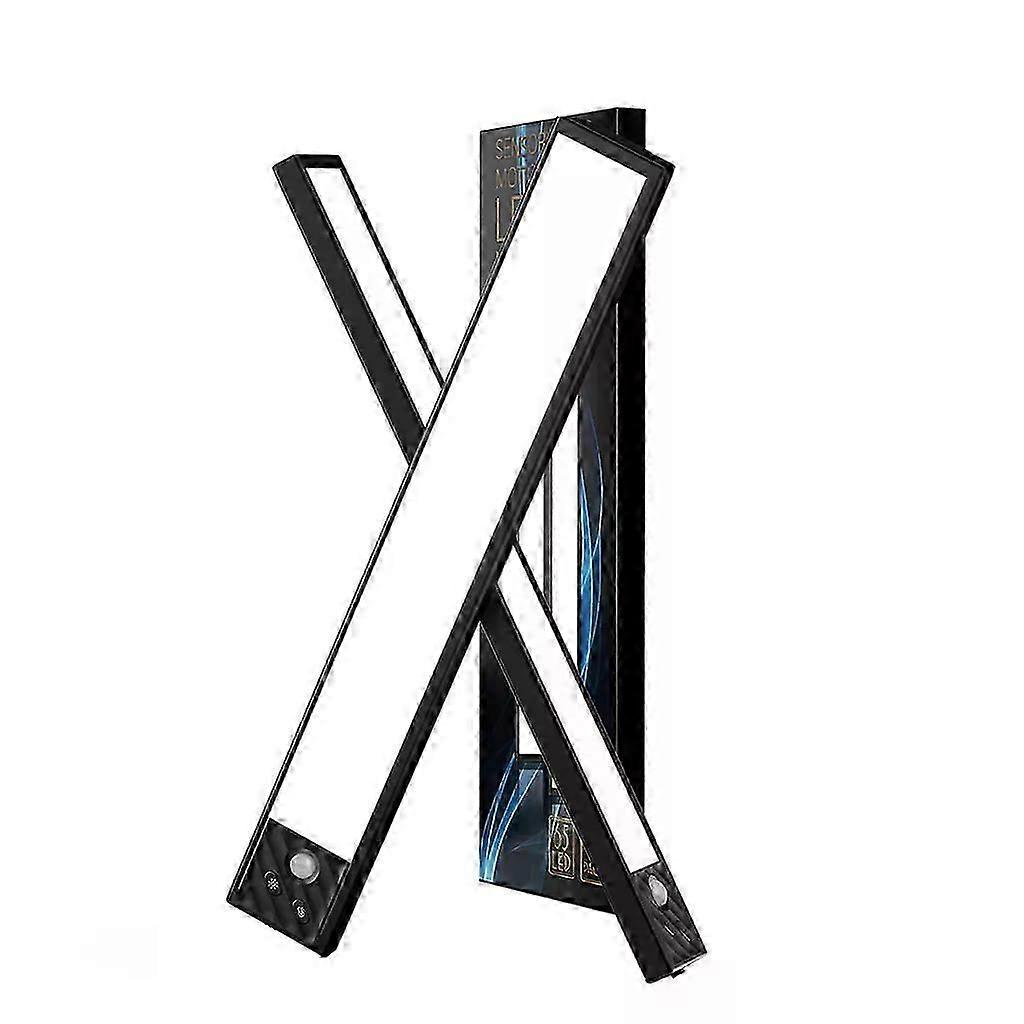 2 Pack Black LED Cabinet Lights, USB-C Rechargeable, Motion Sensor, 3 Colors, Under Cabinet Lighting (23cm)