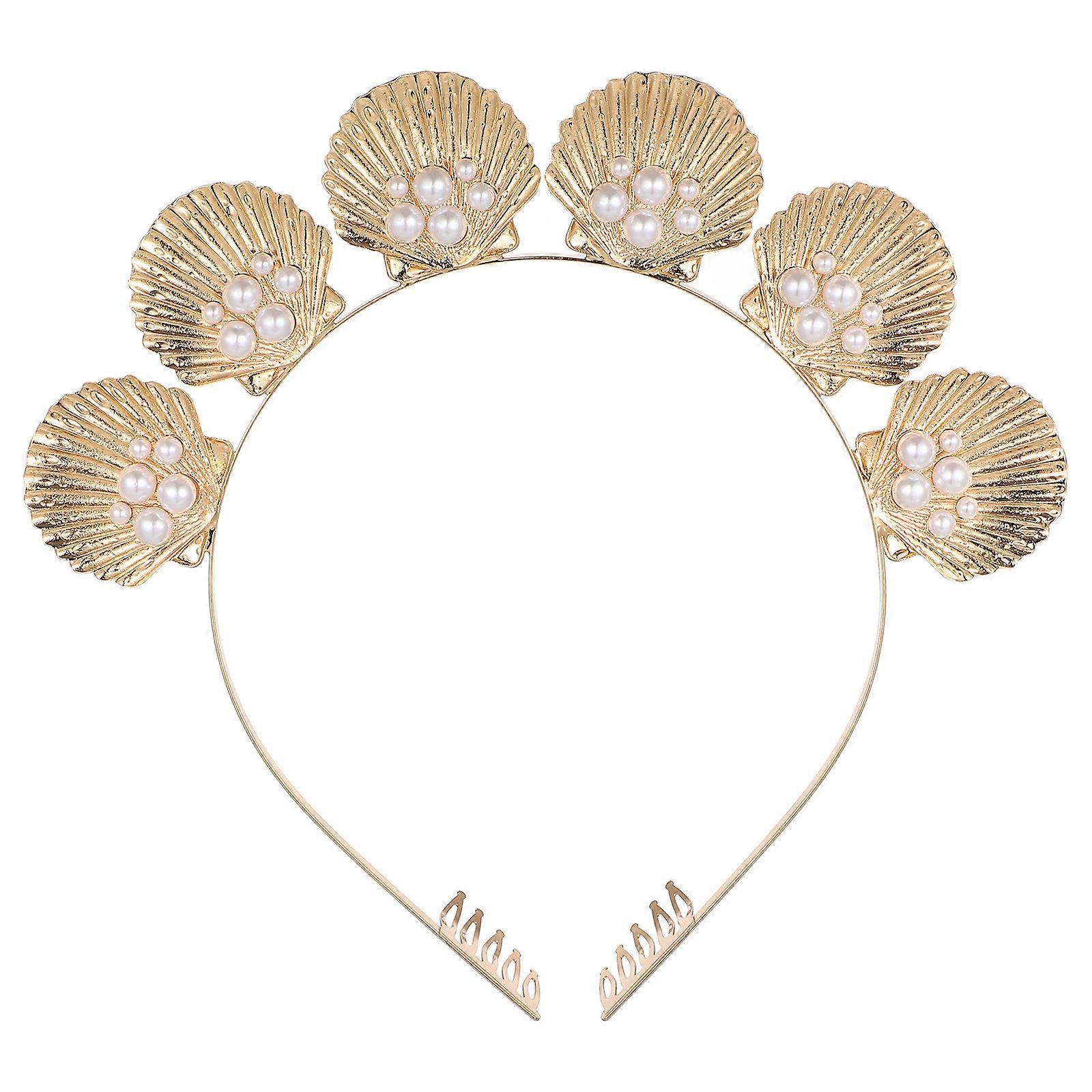 Golden Alloy Shell Headband for Decoration Elegant and Fashionable Sweet Design Fits Many Occasions 0.5 Inch Wide
