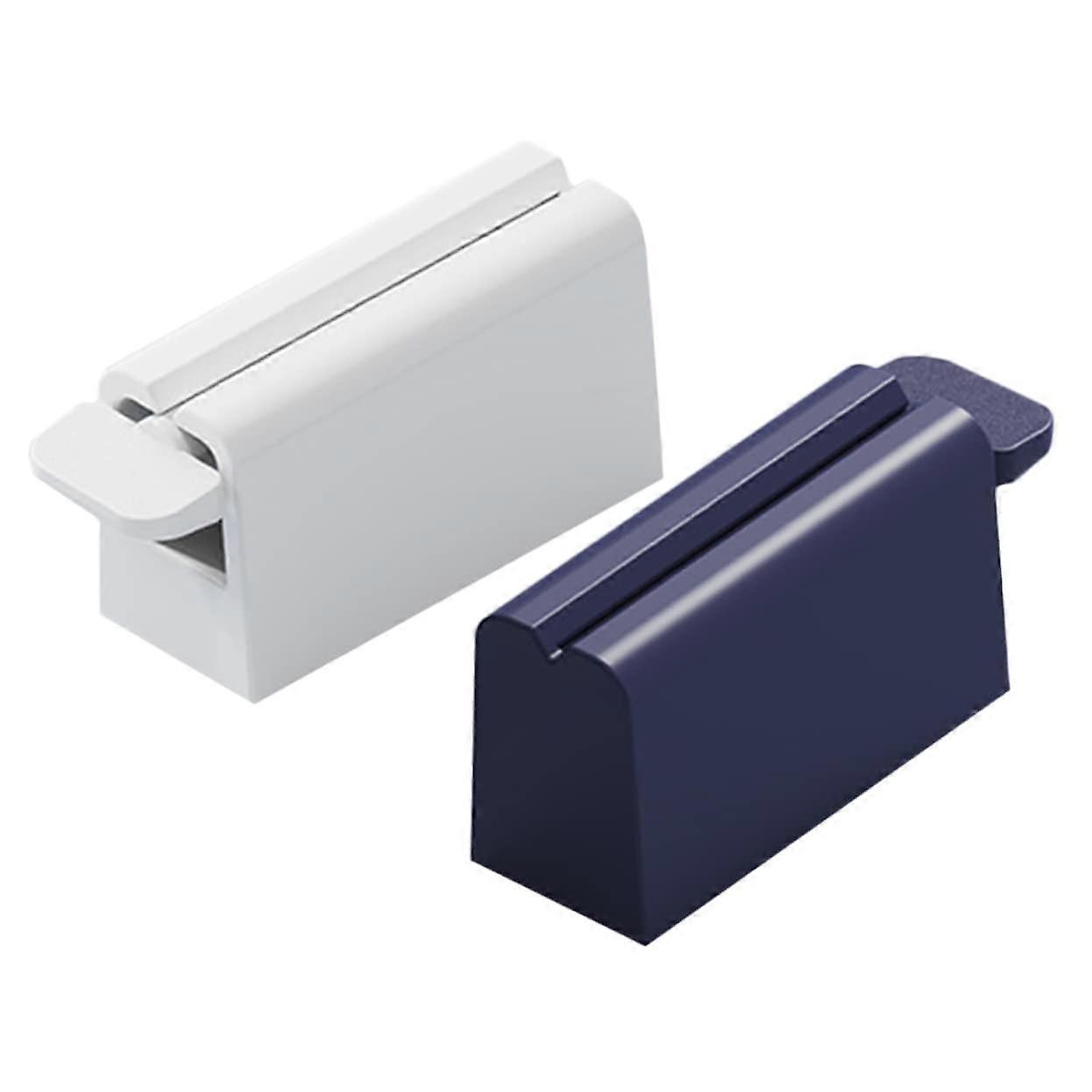 Wall Mounted Automatic Toothpaste Dispenser White and Stone Blue Space Saving Easy to Clean