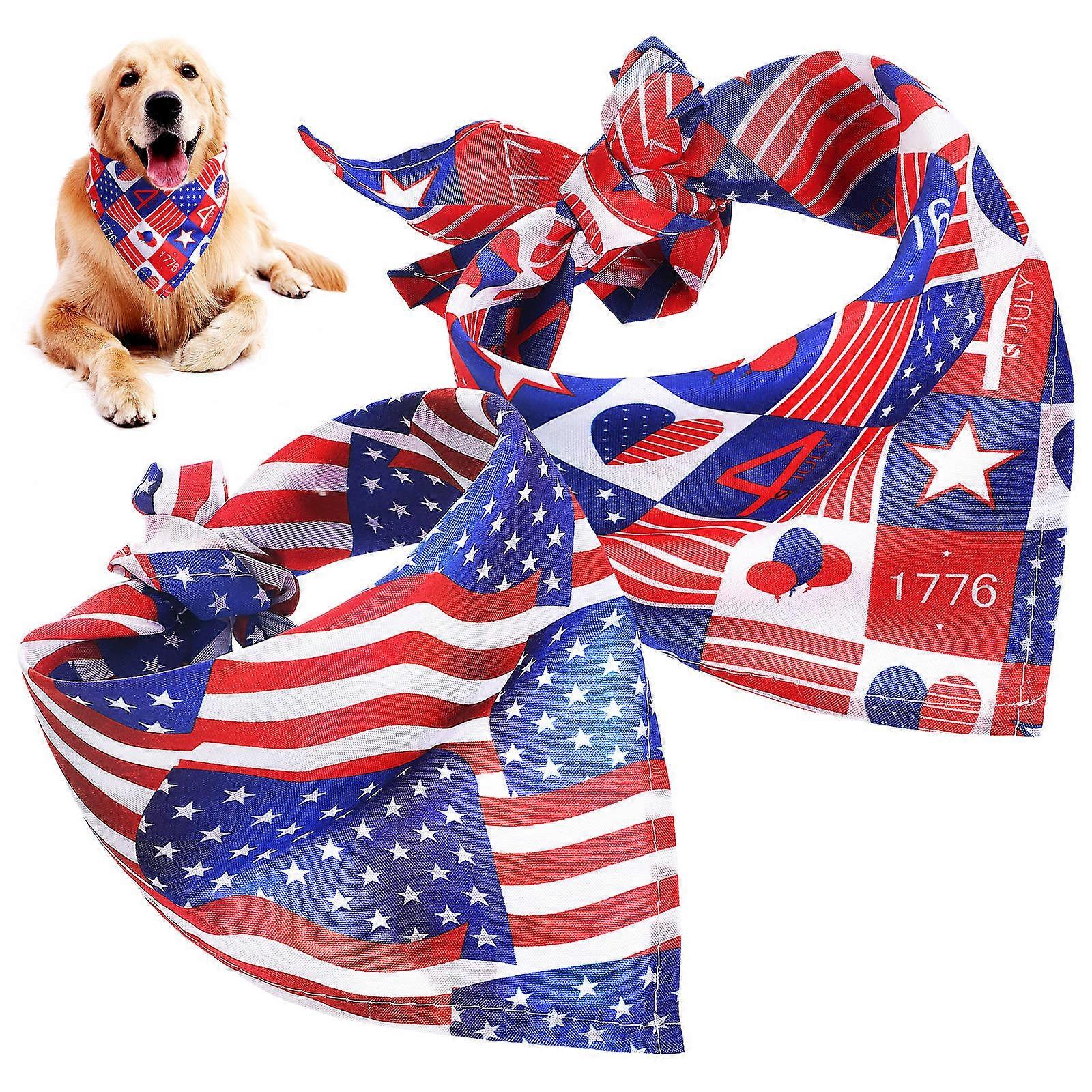 Flag Dog Bandana for Pet Use Comfortable Polyester Material Unique Design Easy to Clean 2 Pcs