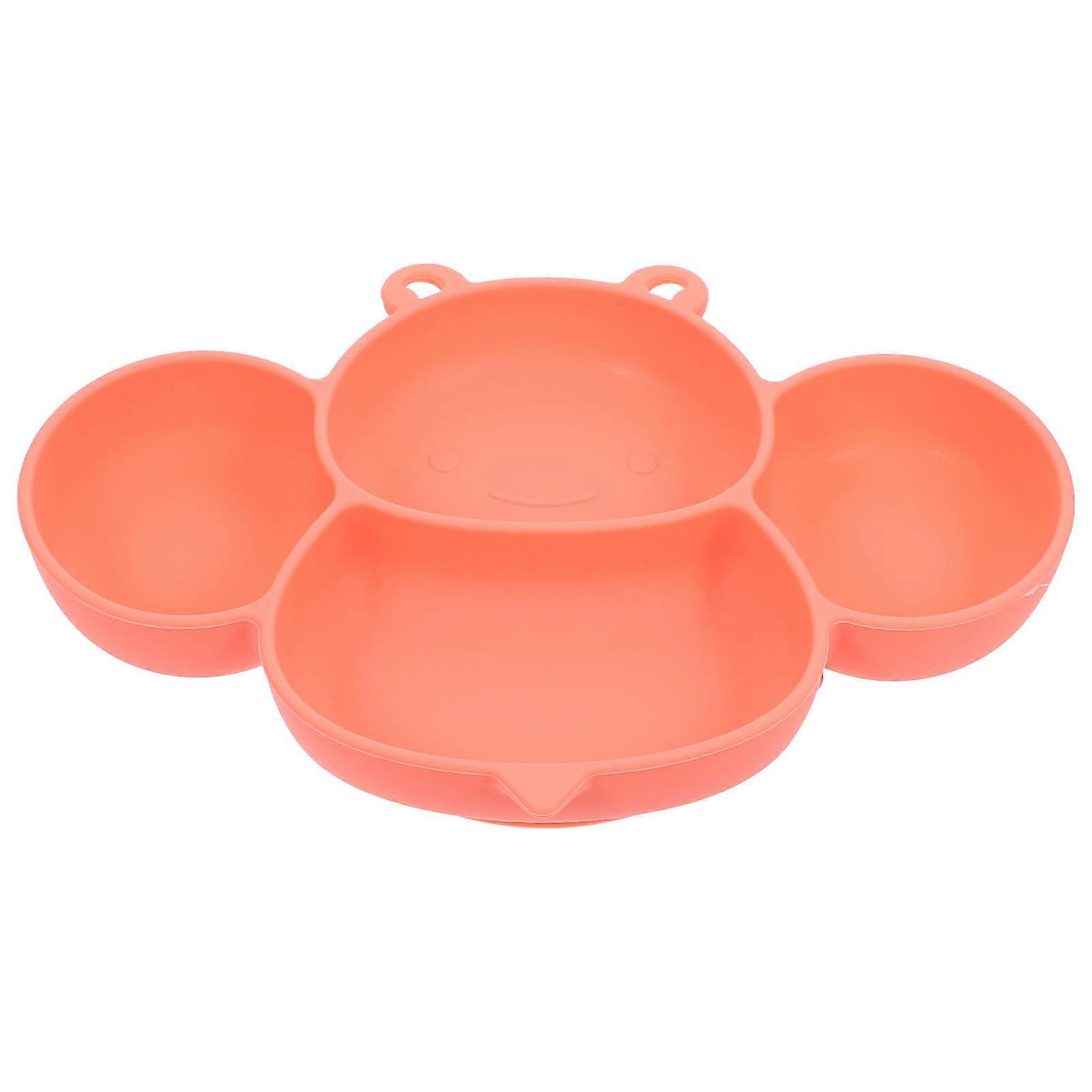 Kids Silicone Compartments Plate For Children Feeding Occasion Round 25X18CM 1Set