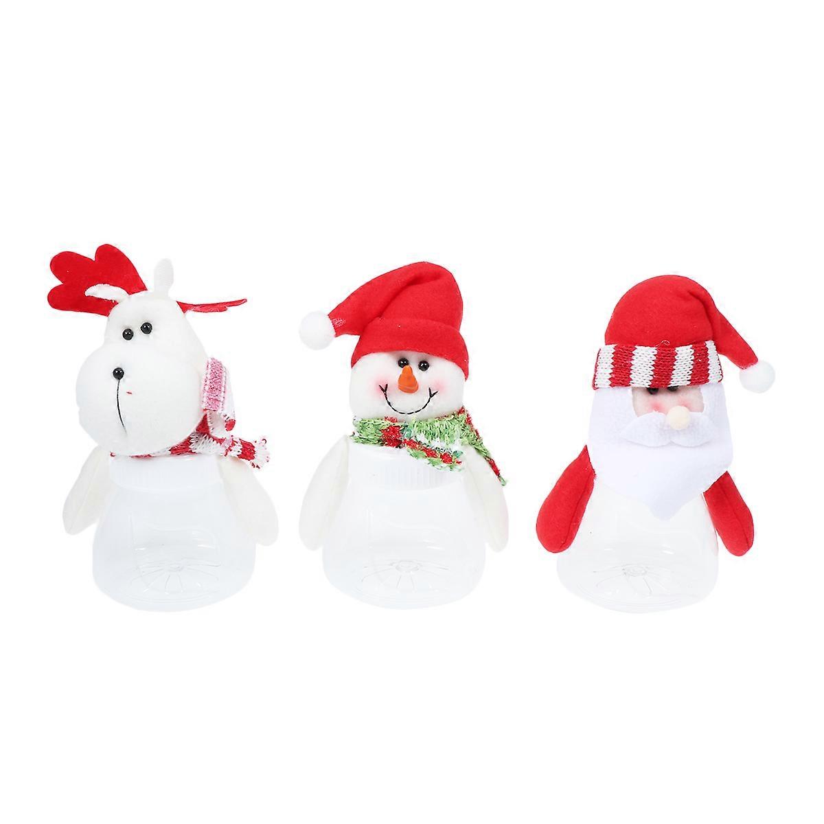 Festive Cartoon Snowman Candy Jars For Storage And Decoration Ideal For Christmas Theme Party And Home Display 3Pcs