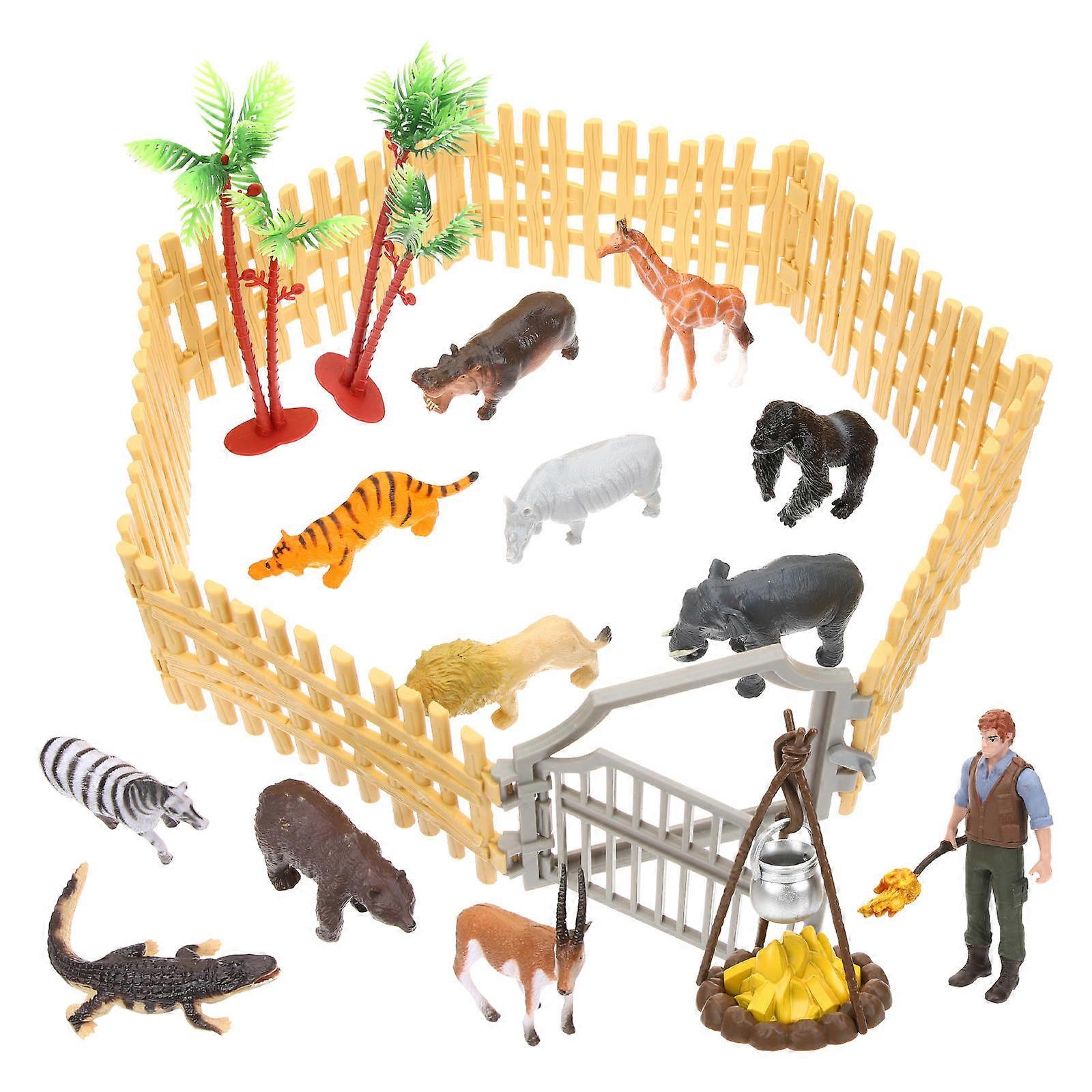 Realistic Miniature Farm Animals Fence Toy For Kids In Assorted Color Designed For Birthday Halloween Educational 1 Set