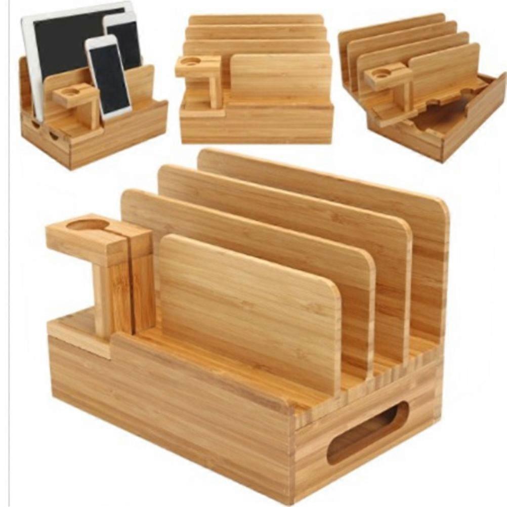 Bamboo Charger Holder Desktop Stand 2 in 1 Multifunctional Charging Display Support Orange
