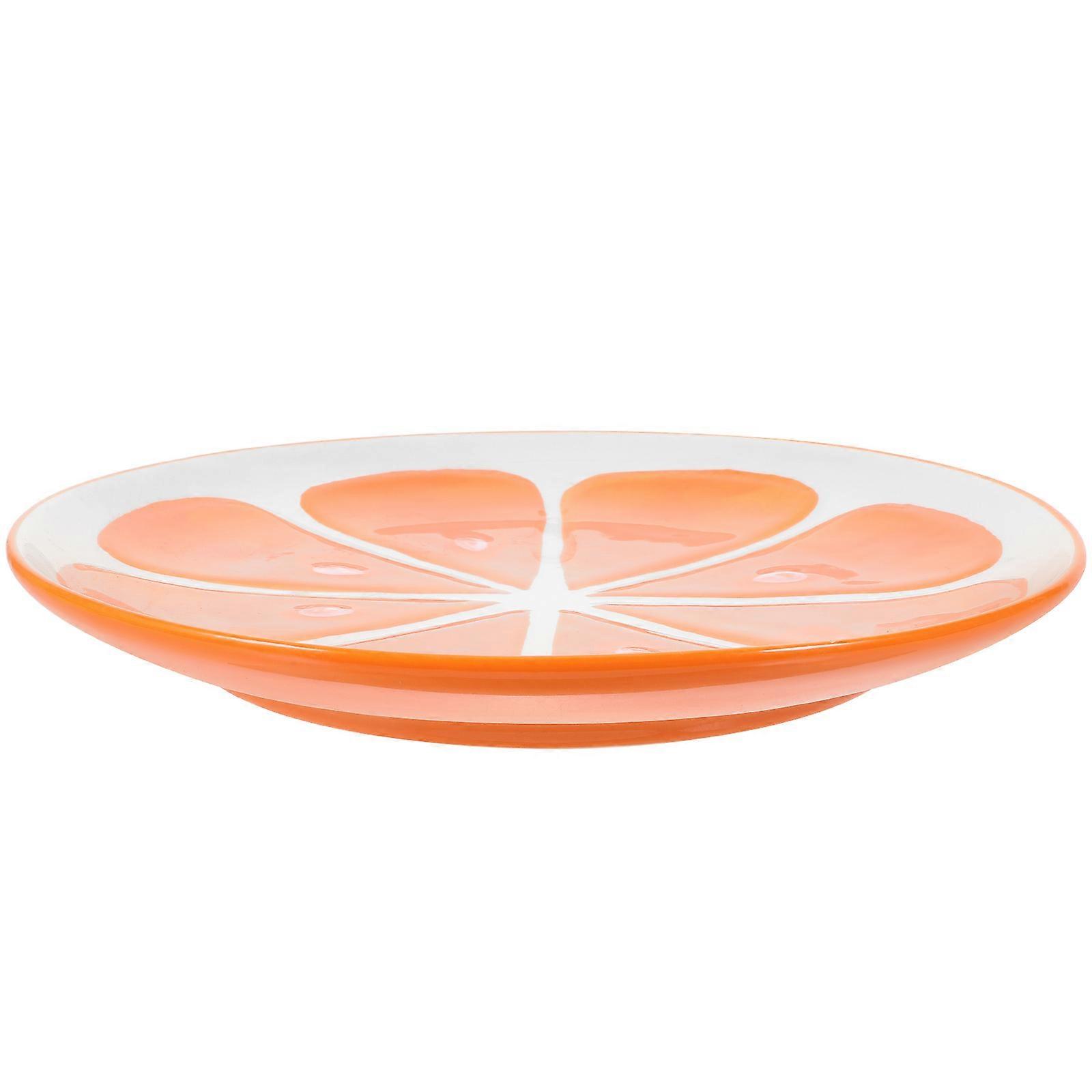 Ceramic Serving Tray With Fruit Design For Family Gatherings 20.2X20.2X2.5CM Orange Elegant Design 1Set