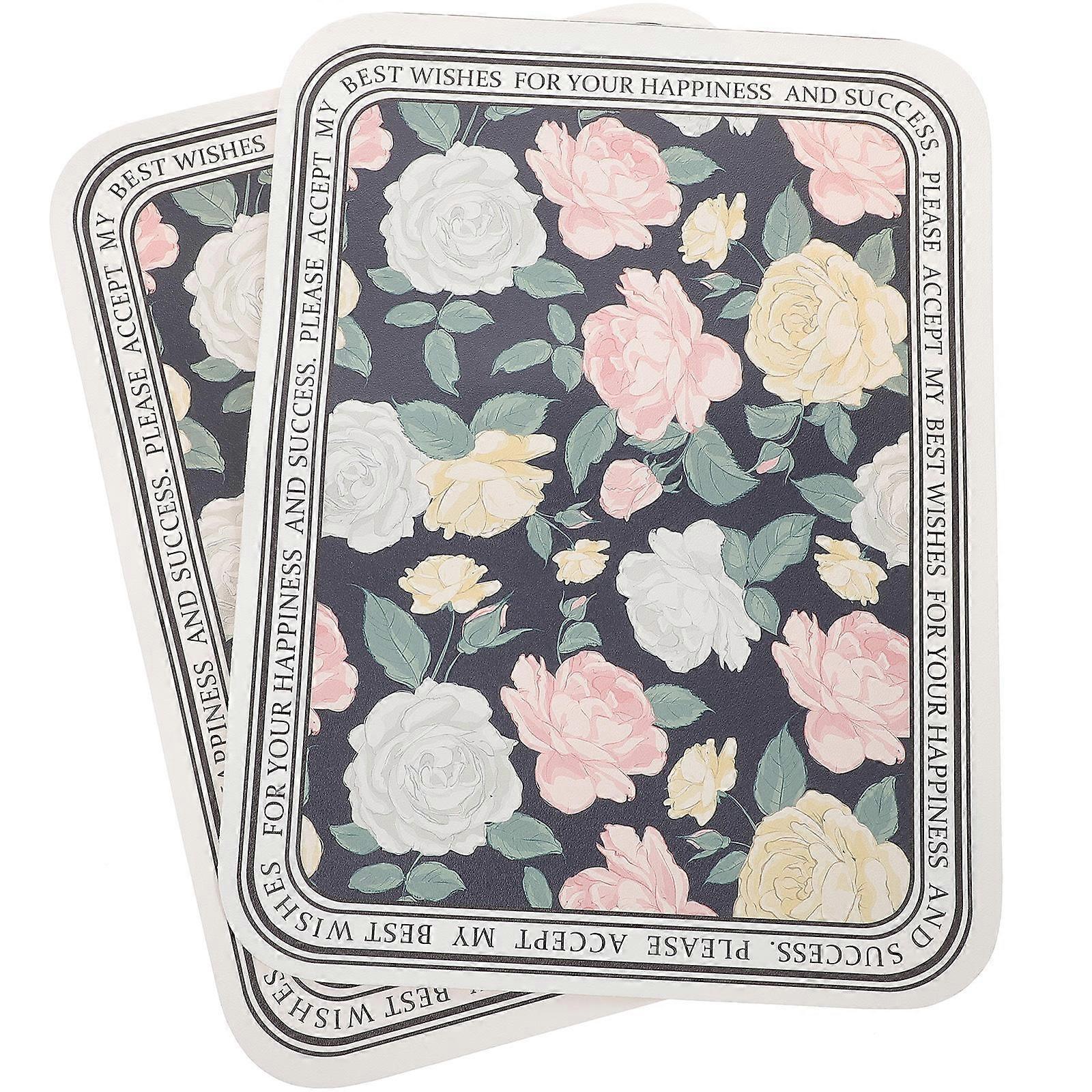 2Pcs Floral Place Mats Rectangular Design Waterproof Dining Table Decorations Multi Color Perfect For Dining Table Use In Home And Restaurant