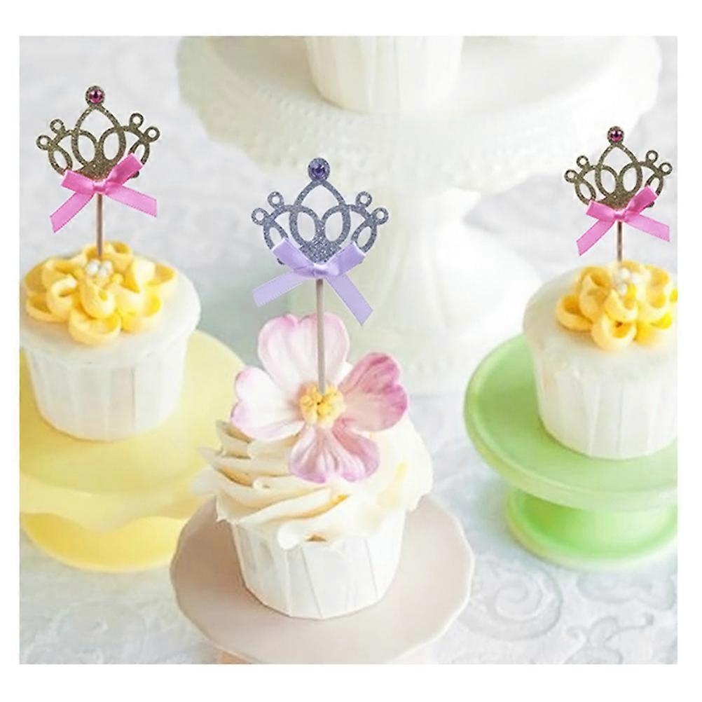 Golden Paper Cake Topper for Decorating with Double Sided Glitter Surface 20 Pieces