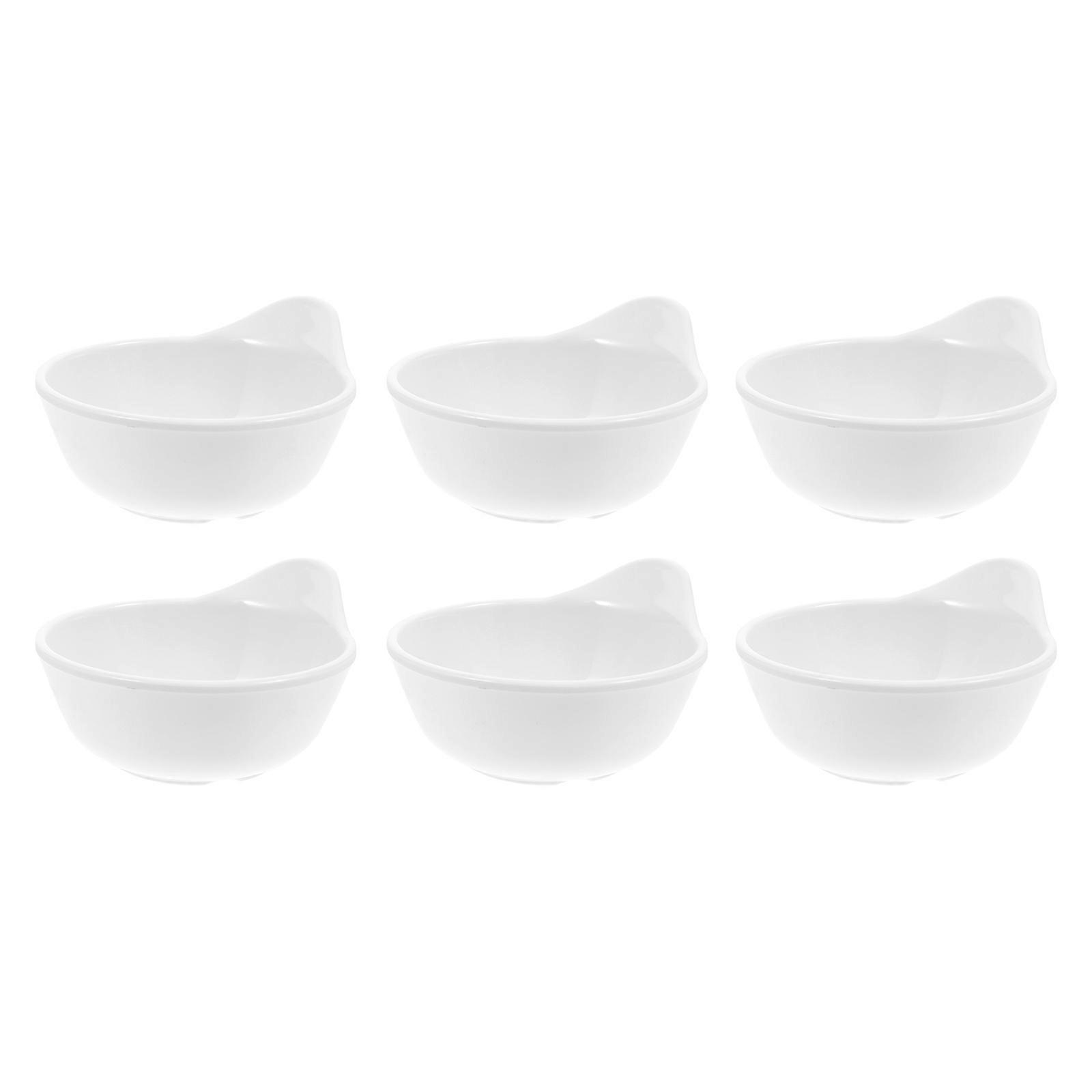 White Dipping Bowls for Home Use with Compact Size 6 Pieces