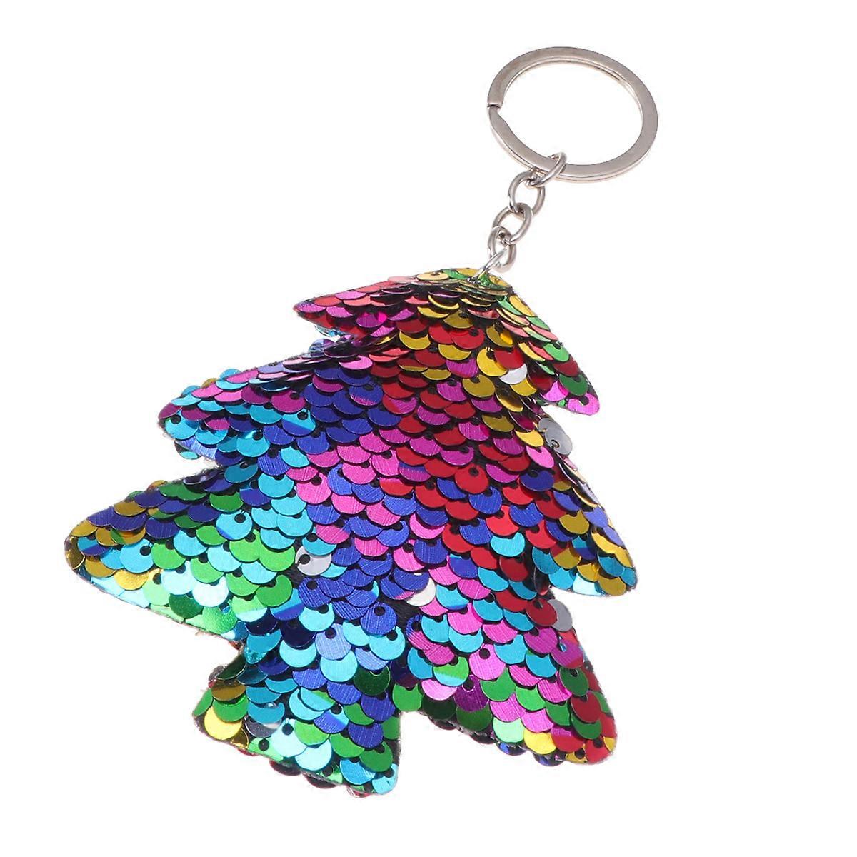Sequin Key Rings Christmas Tree Key Holder Colorful Design for Hanging Keys