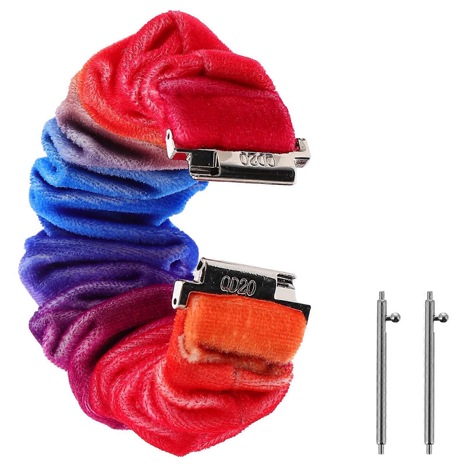 Scrunchie Watch Band Adjustable Size Comfortable Wear For Galaxy 20mm Width Multi Fabric 1Set