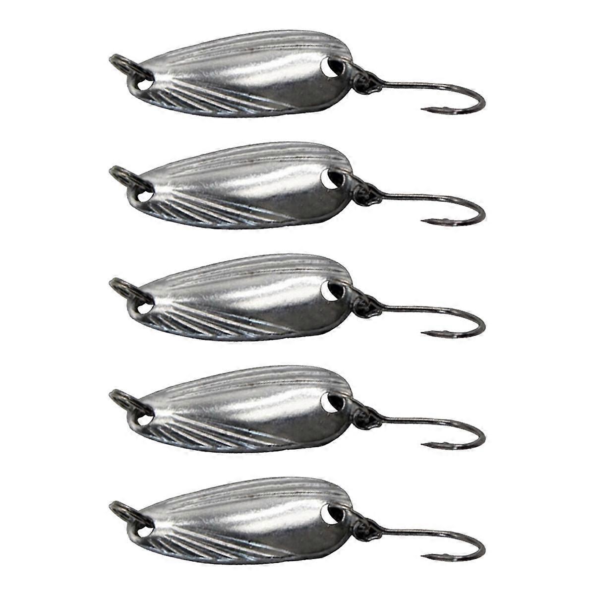 5pcs Luya Iron Fishing Lure Spoon with Shiny Sequins and Hooks Metal Simulation Bait