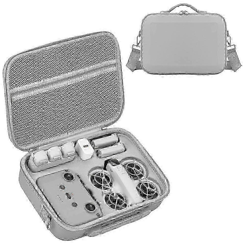 Portable DJI Neo Drone Case: PU Leather & Lycra Storage Bag with Shoulder Strap - Grey