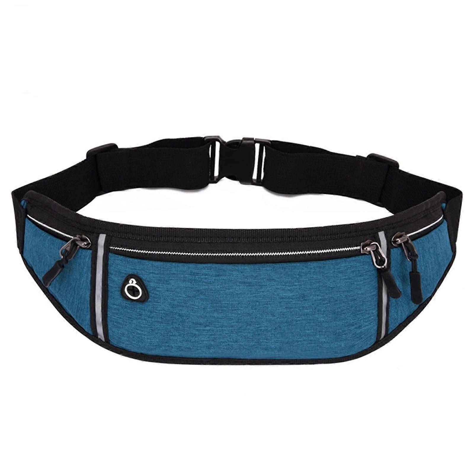 Waterproof Canvas Waist Bag for Men and Women, Blue Outdoor Fanny Pack for Running, Cycling, and Travel