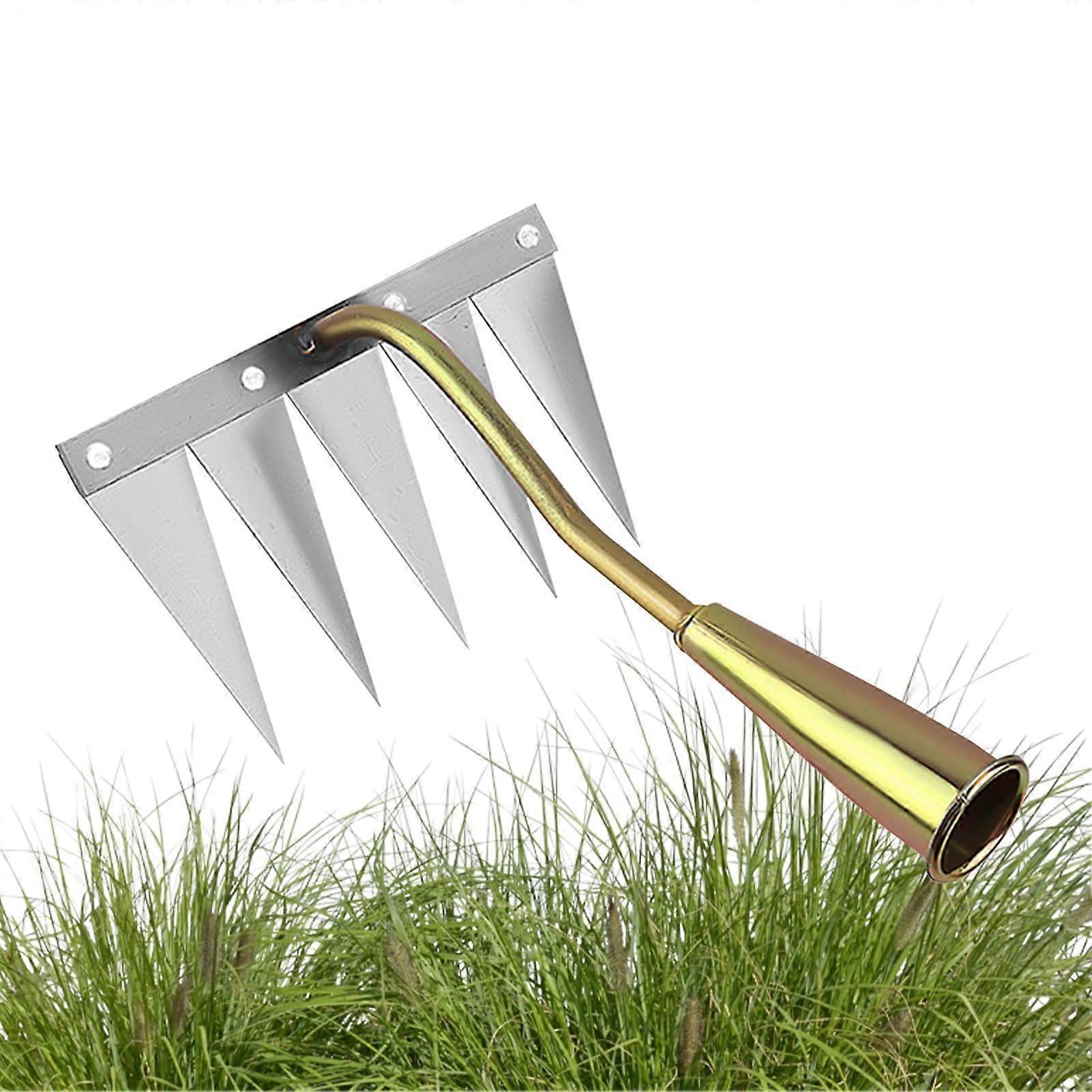 Weed Puller Tool for Rust Control – Portable Handheld Weeding Tool with Five Tines for Garden Maintenance