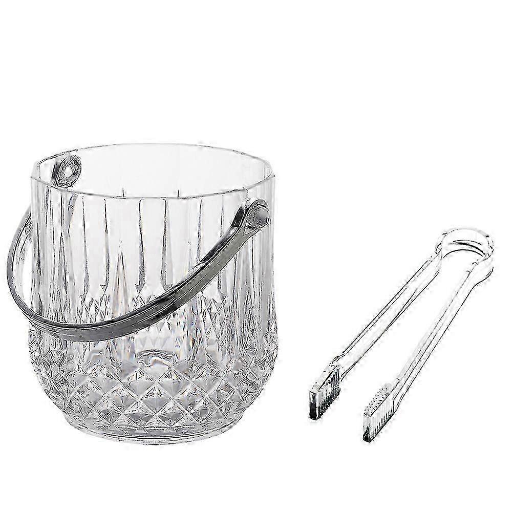 2-Piece Portable Transparent Plastic Ice Bucket with Clamp for Chilling Drinks and Beverages at Parties