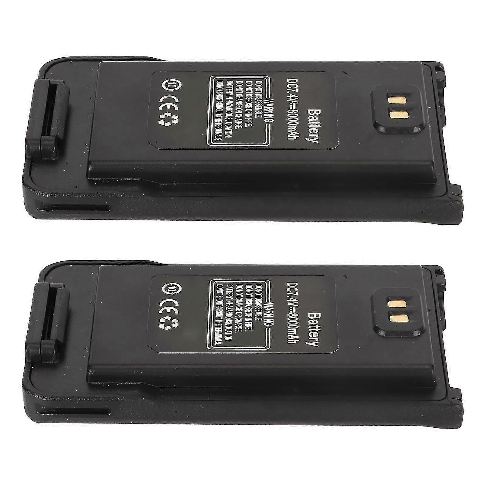 2pcs Walkie Talkies Li Ion Replacement Battery 7.4v 8000mah Replacement Two Way Radio Battery Compatible With Baofeng Uv 9r Plus