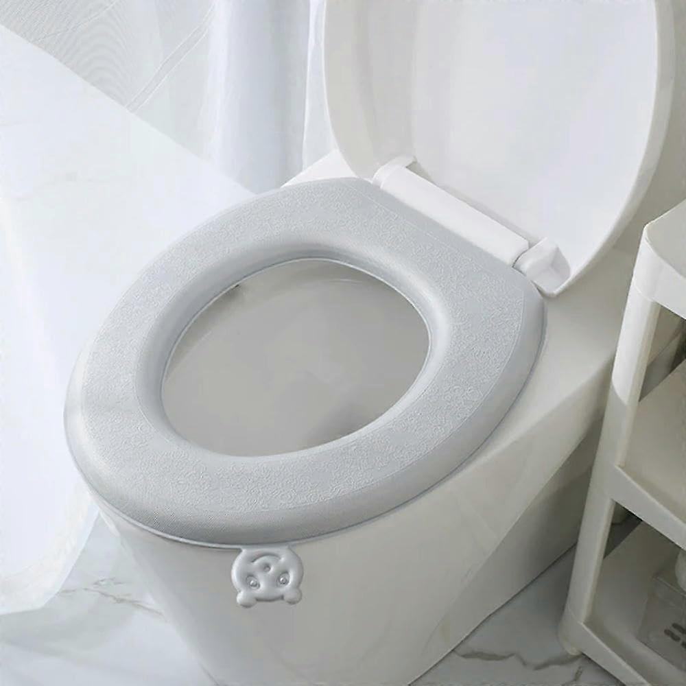 Waterproof Toilet Seat Cover AllSeason Universal Fit Cushion Paste Type Thickened Grey