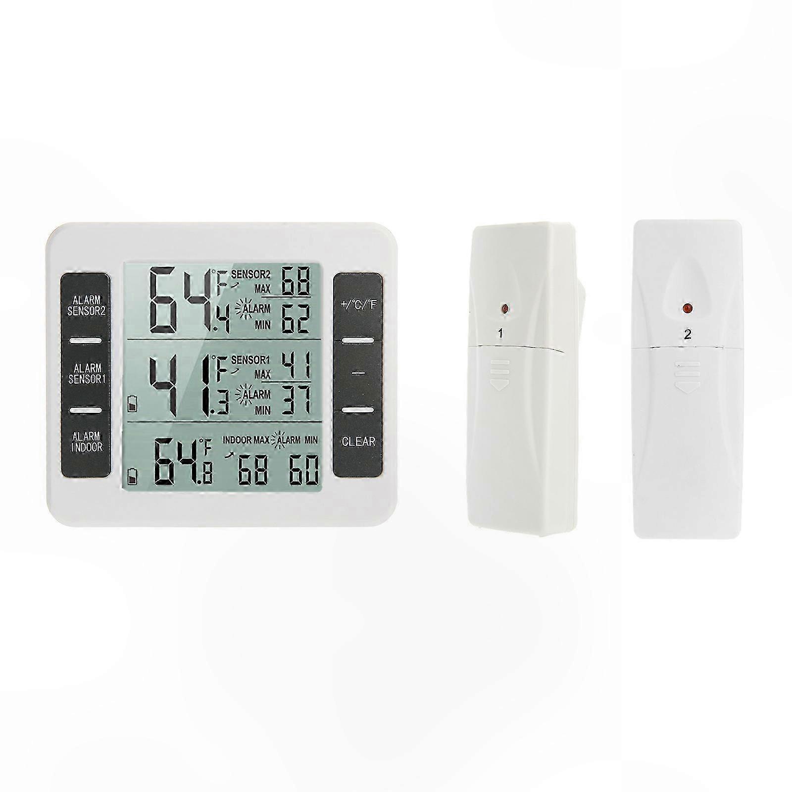 Digital Wireless Freezer Thermometer with Dual Sensors for Indoor and Outdoor Use