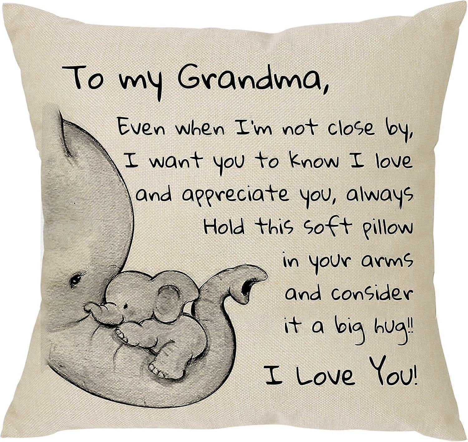 To My Grandma And Baby Elephant Style Printed Throw Pillow Case Cover