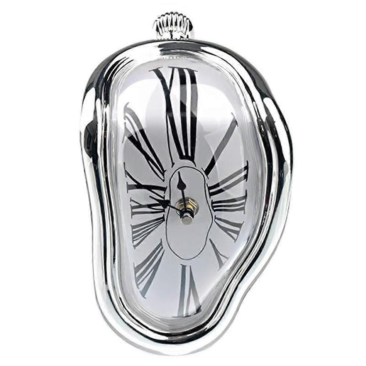 Melting Clock Salvador Dali Inspired Melted Clock Silent Movement LShaped Curved Shelf Clock for Home Office Desk