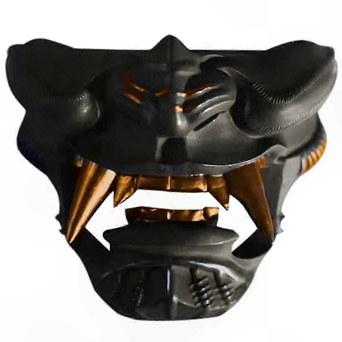 Wall-Mounted Samurai Mask Rack for Katana Display with Japanese Black Finish