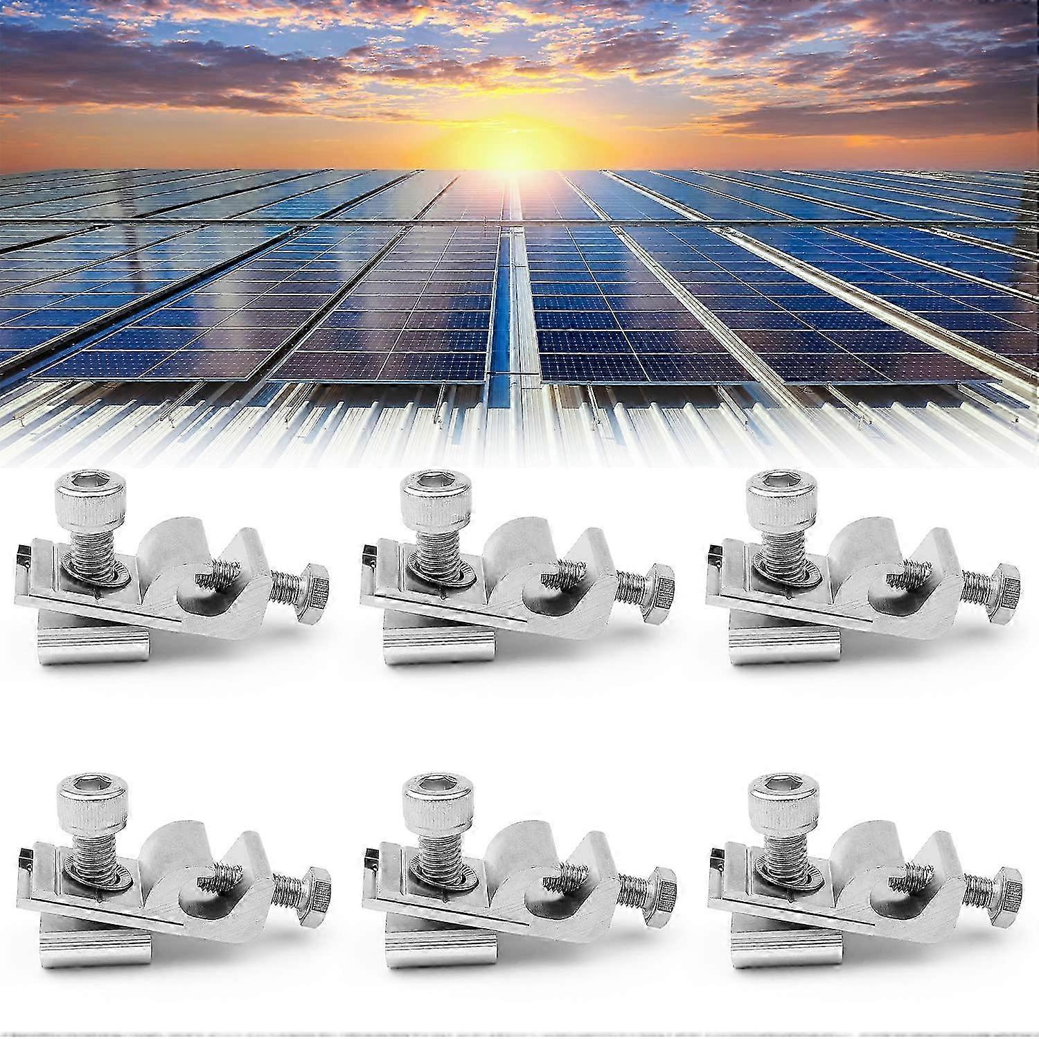 Pieces Solar Panel Grounding Clips, Standard Solar Panel Grounding Clamps, Photovoltaic Panel Mounting Bracket Kit for Solar Mounting System