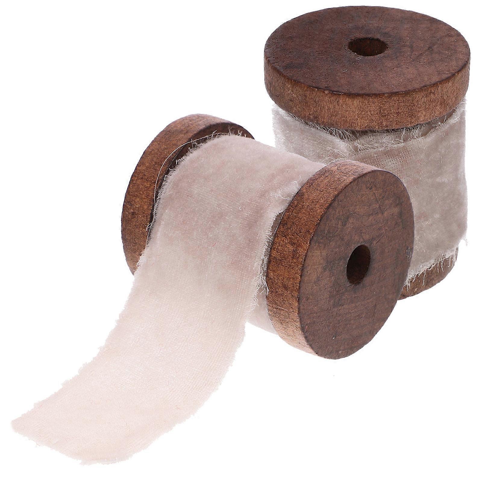 2 Rolls Vintage Frayed Edge Ribbon for DIY Crafts, Floral Wrapping & Gift Packaging – Durable Polyester Material for Unique Decorative Presentations