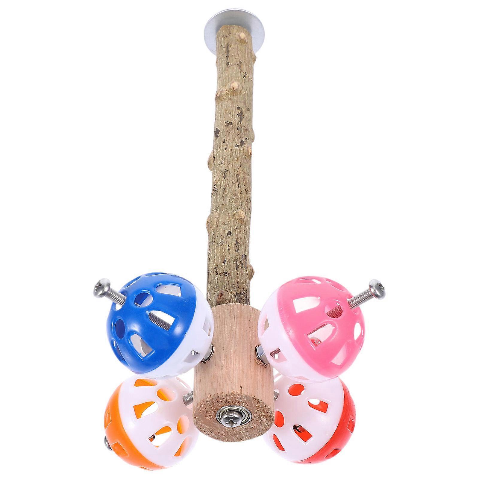 Multi Colored Bird Perch Toy for Cage Sturdy Wood and ABS Material Ideal for Parrots and Parakeets 30cm
