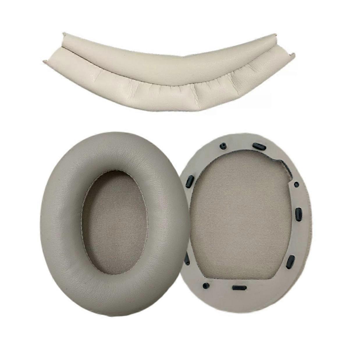 Replacement PU Earpads & Headband Cover for WH-1000XM4 Comfortable Headphone Cushions Cream White