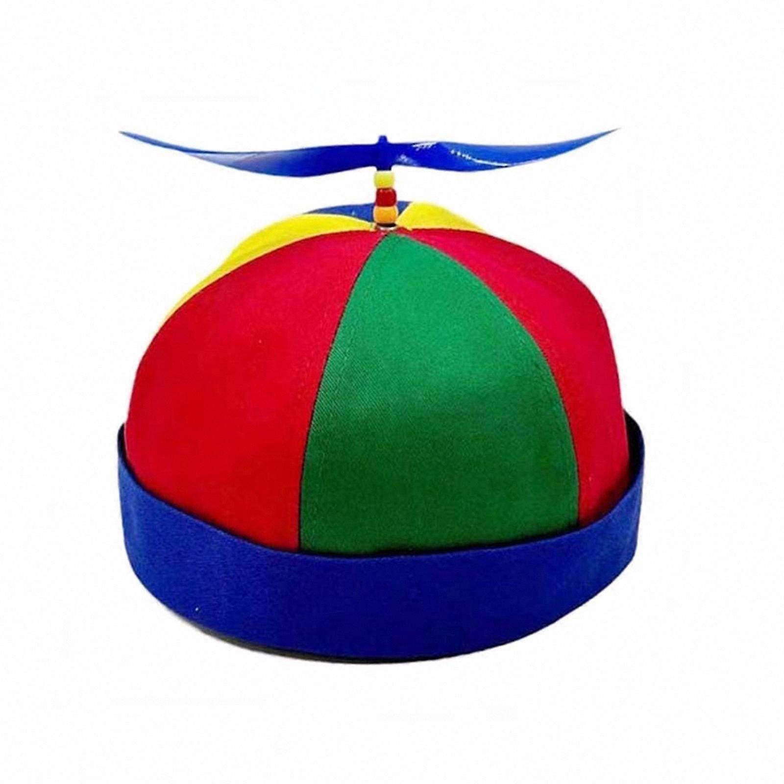 Colorful Bamboo Patchwork Propeller Hat for Camping and Travel Accessory for Adults and Teens with Red Edge and Blue Pulp Design