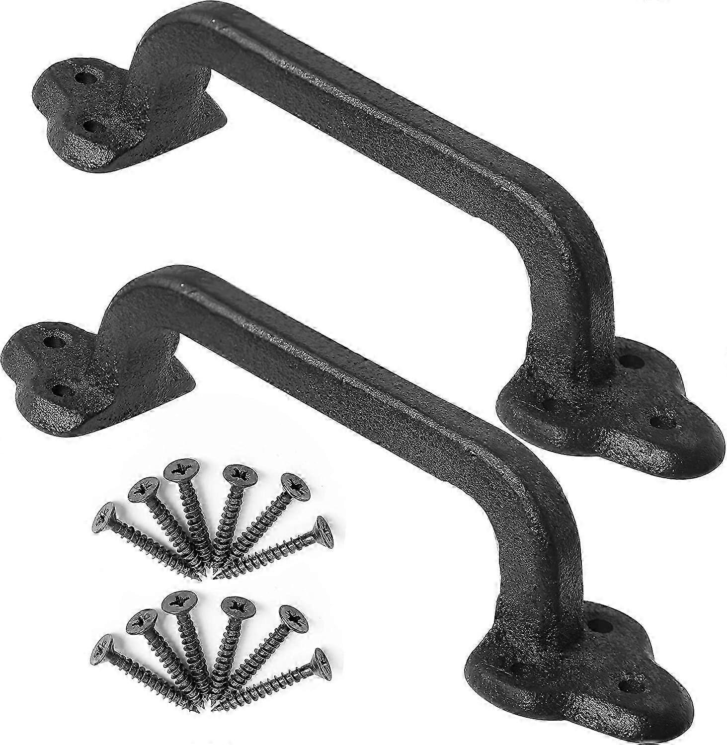 质朴的门把手：9英寸铸铁滑动谷仓门把手，复古金属门拉手栅栏把手古董长柜把手户外，Gara