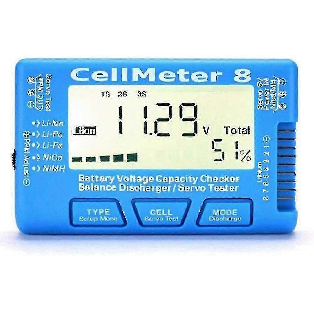 Rc 8 Cyfrowy kontroler pojemności baterii Serwo Tester Lcd Podświetlenie litowo-jonowe Nimh Nicd (a-1b)